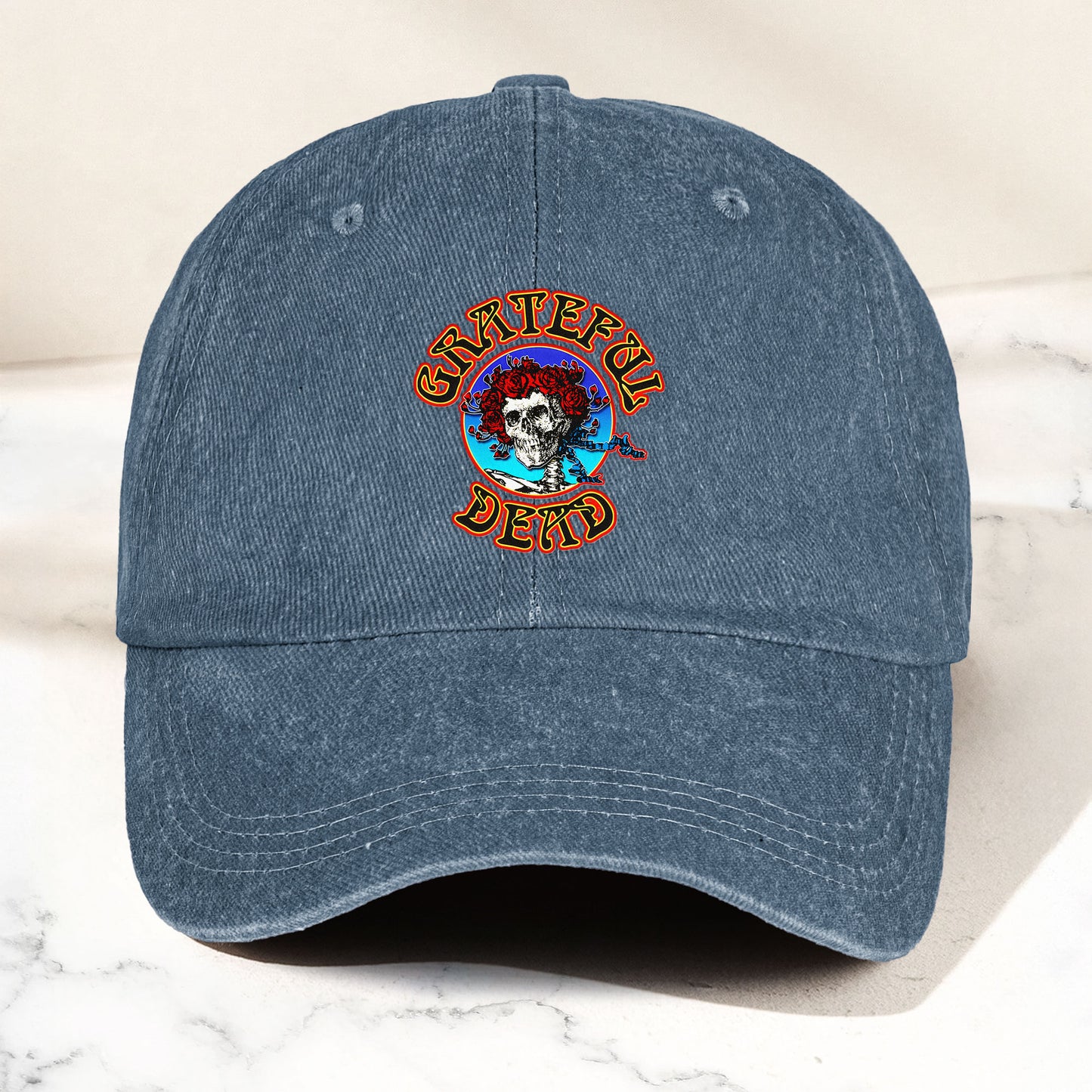 Grateful Dead Denim Dad Cap – Skull & Roses Classic Design ( With BOX)