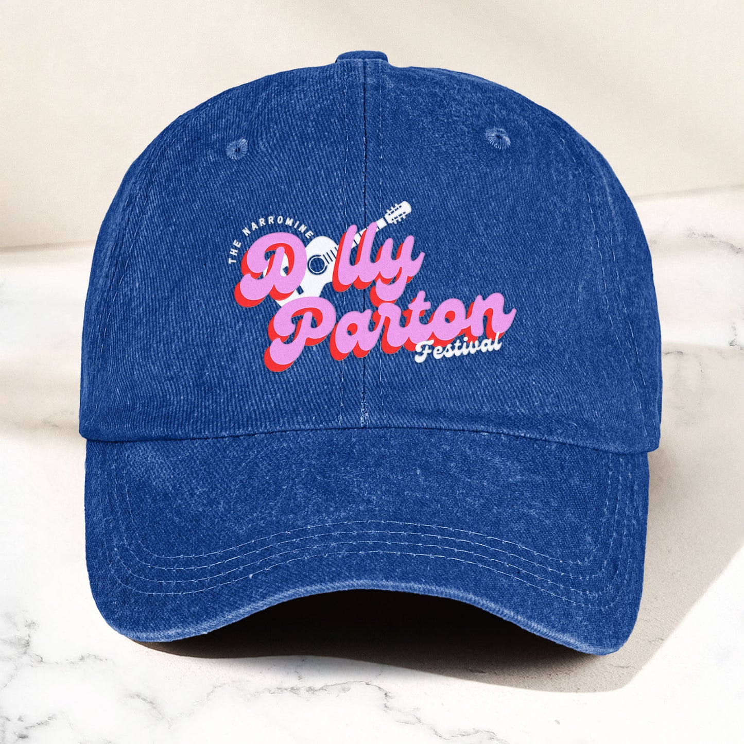 Dolly Parton Denim Dad Cap – Dollywood Festival Guitar Design ( With BOX)