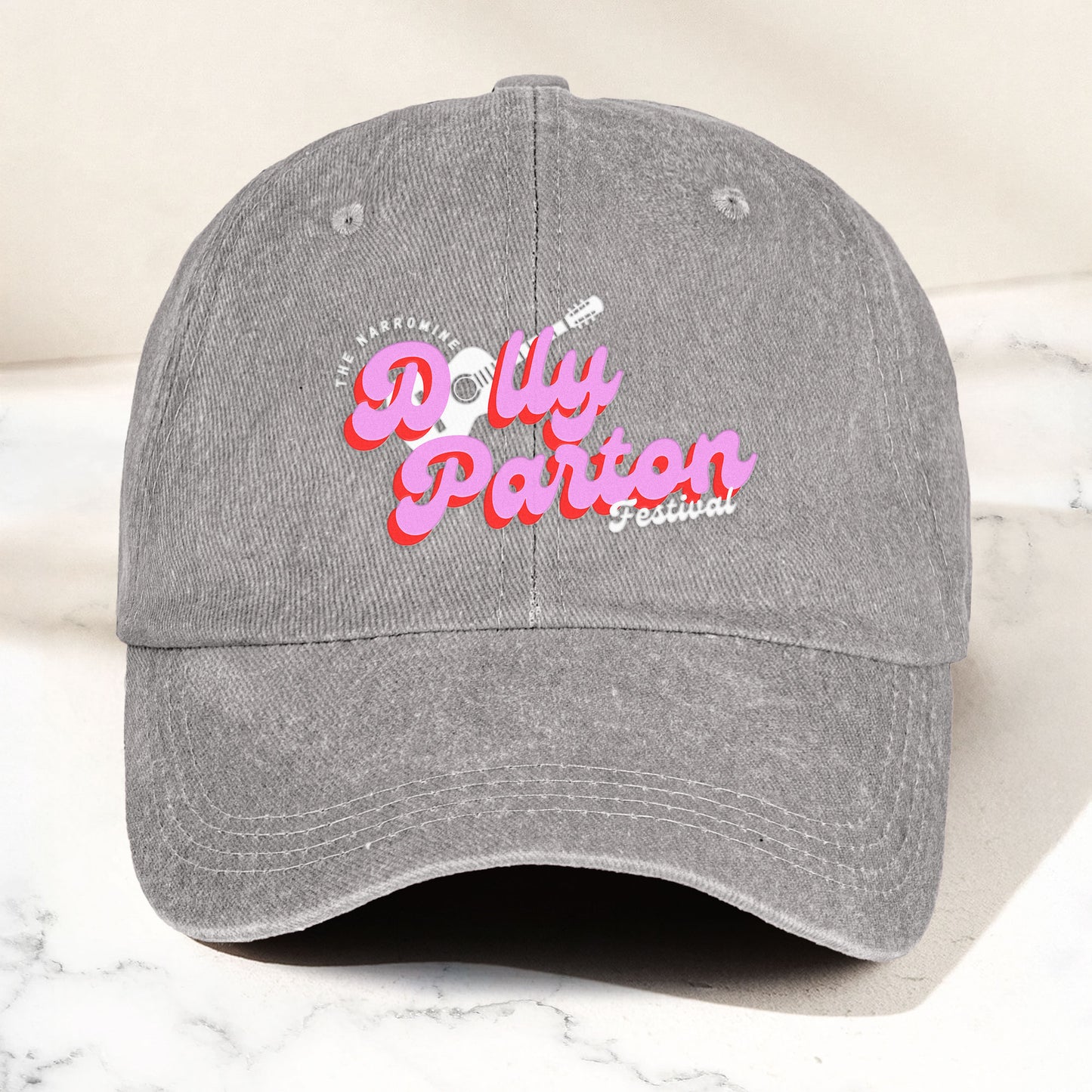 Dolly Parton Denim Dad Cap – Dollywood Festival Guitar Design ( With BOX)