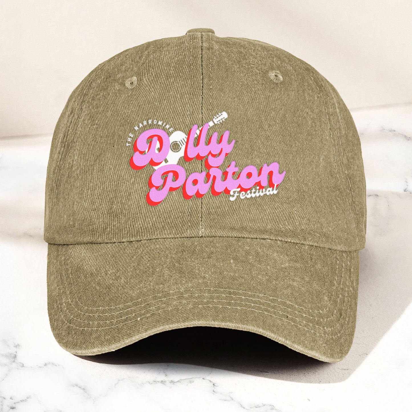 Dolly Parton Denim Dad Cap – Dollywood Festival Guitar Design ( With BOX)