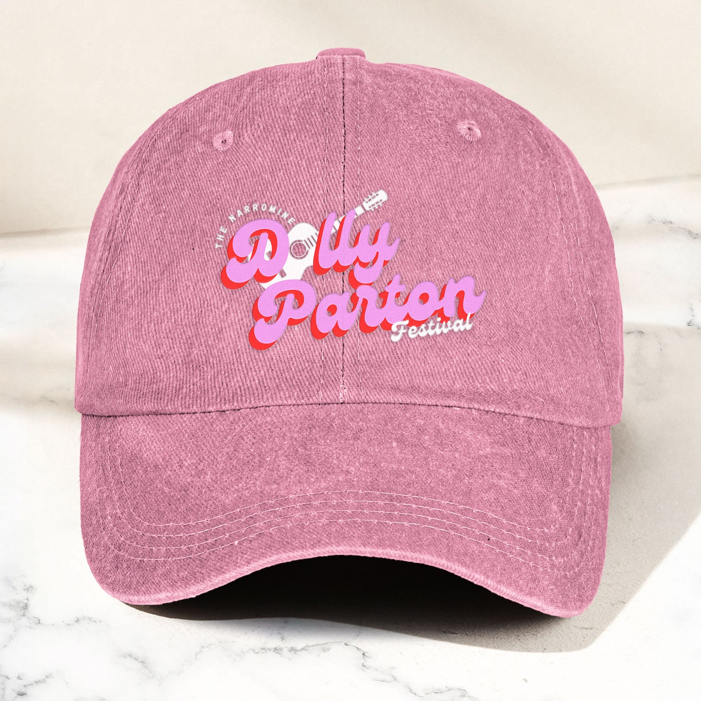 Dolly Parton Denim Dad Cap – Dollywood Festival Guitar Design ( With BOX)