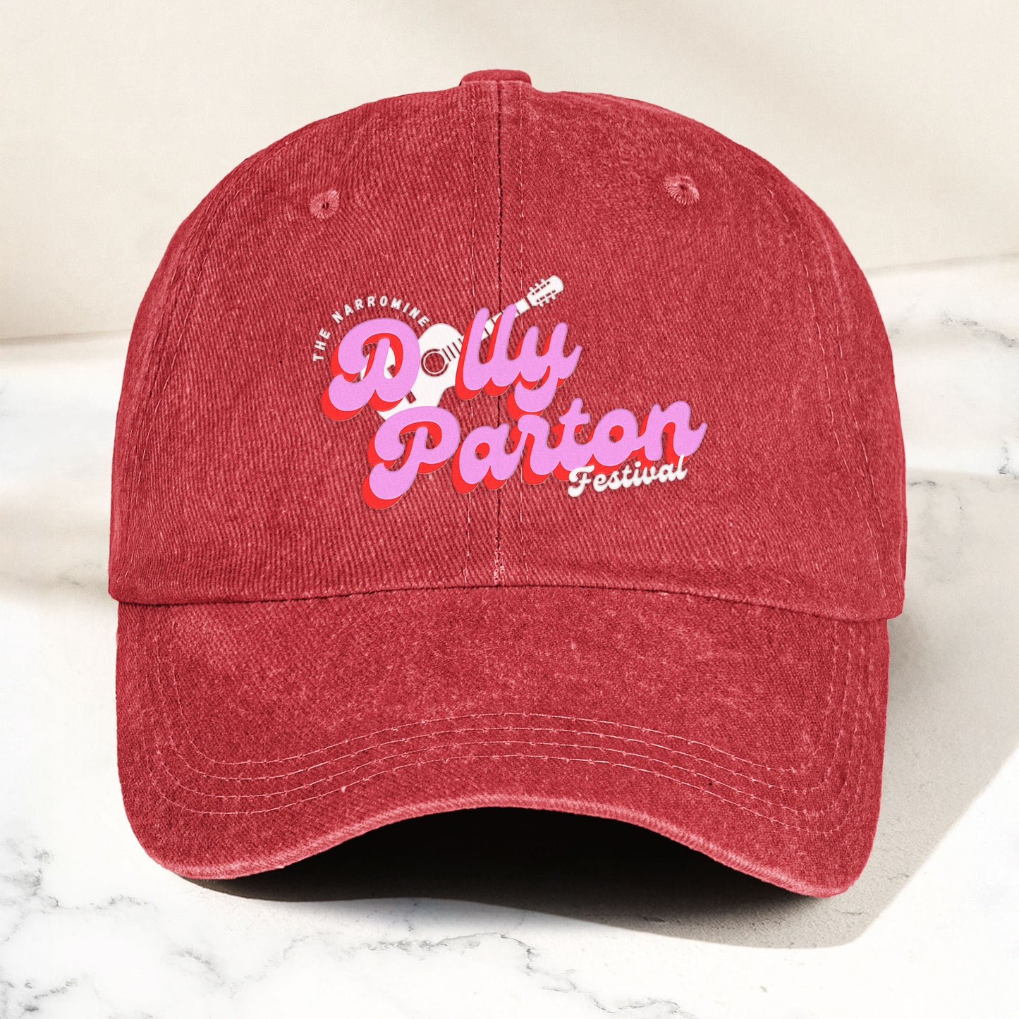Dolly Parton Denim Dad Cap – Dollywood Festival Guitar Design ( With BOX)