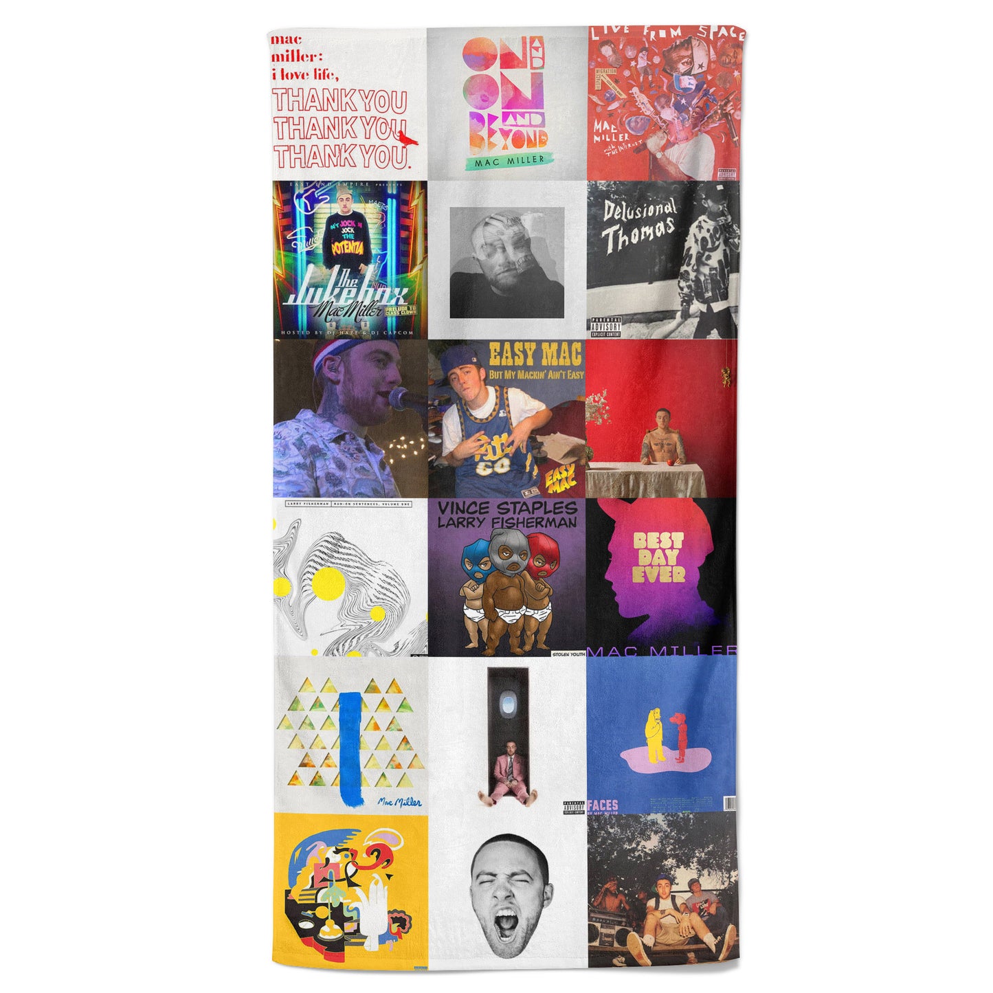 Mac Miller Beach Towel – Album Cover Collage R&B Hip-Hop Towel