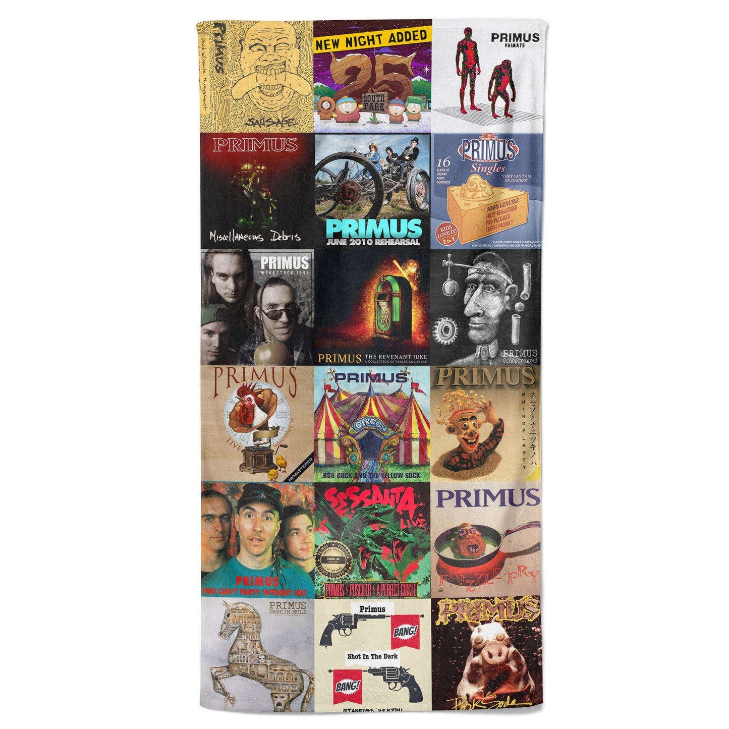 Primus Beach Towel – Album Cover Collage Classic RockTowel