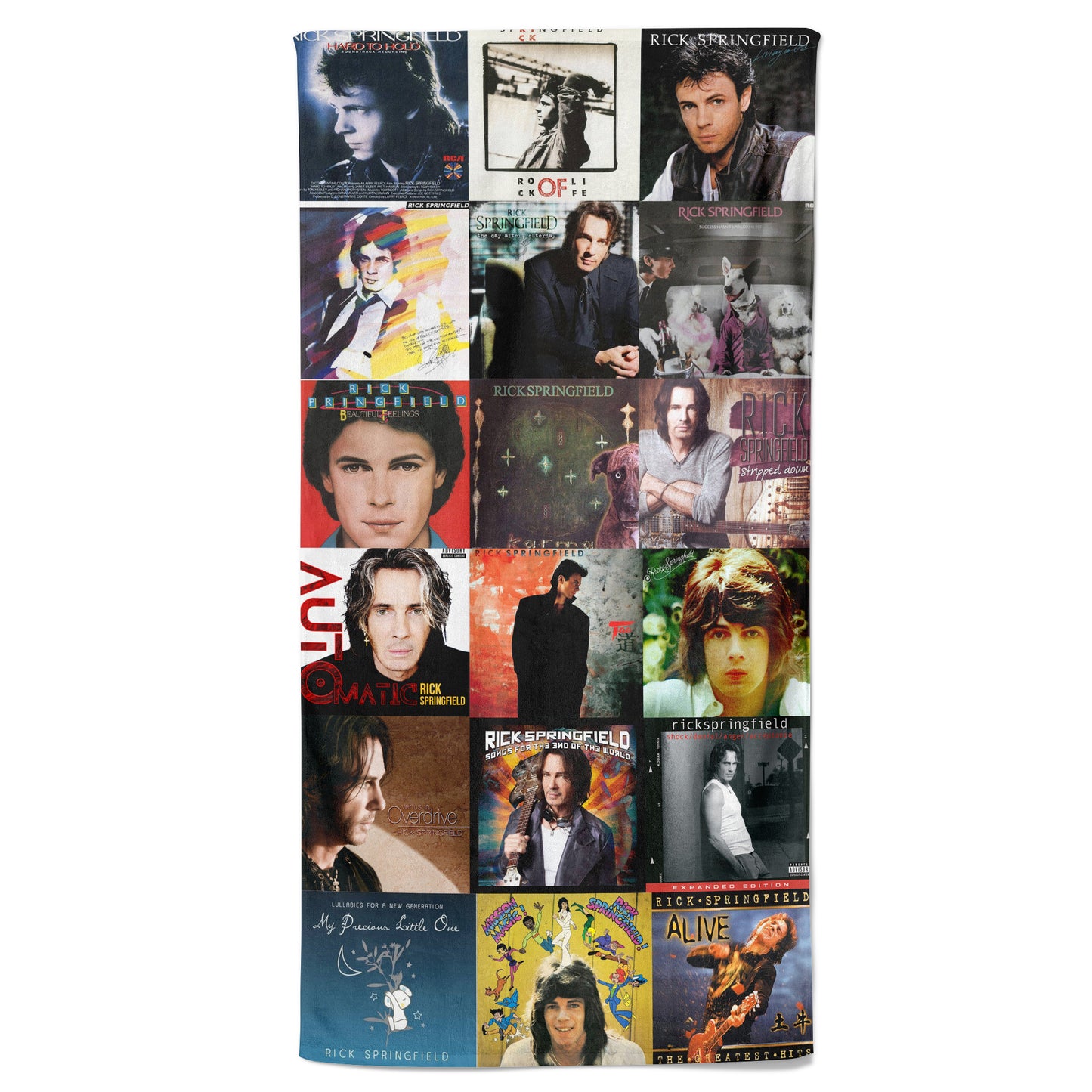 Rick Springfield Beach Towel – Album Cover Collage Classic Rock Towel