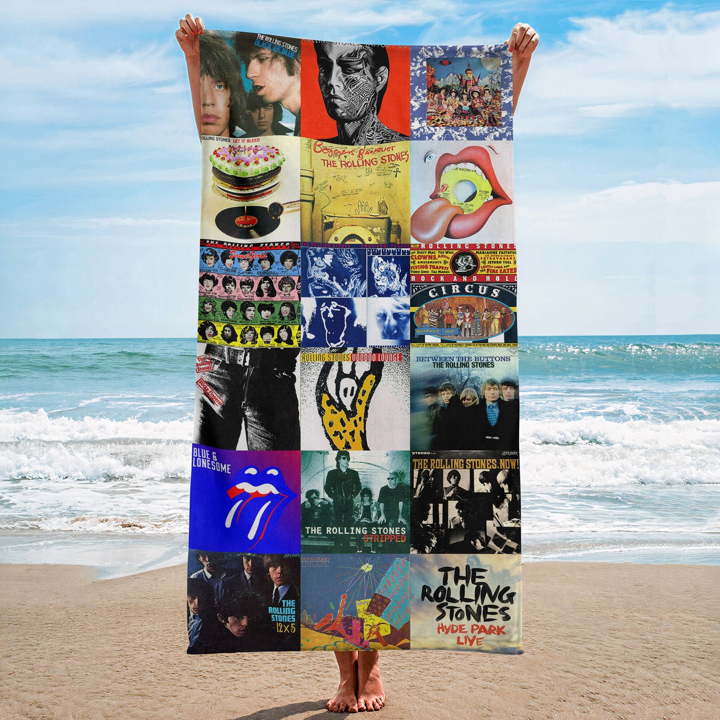 The Rolling Stones Beach Towel – Album Cover Collage Classic Rock Towel