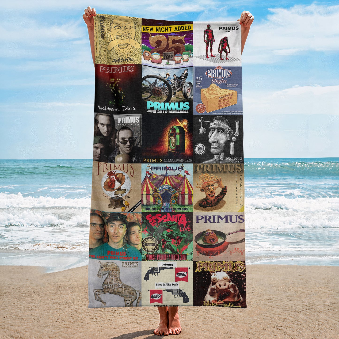 Primus Beach Towel – Album Cover Collage Classic RockTowel