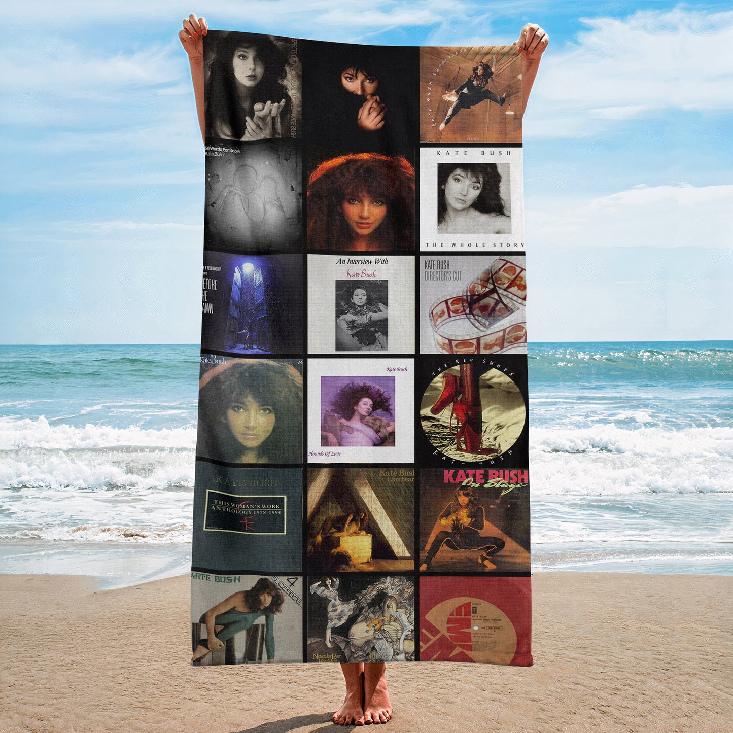 Kate Bush Beach Towel – Album Cover Collage Pop Star Towel