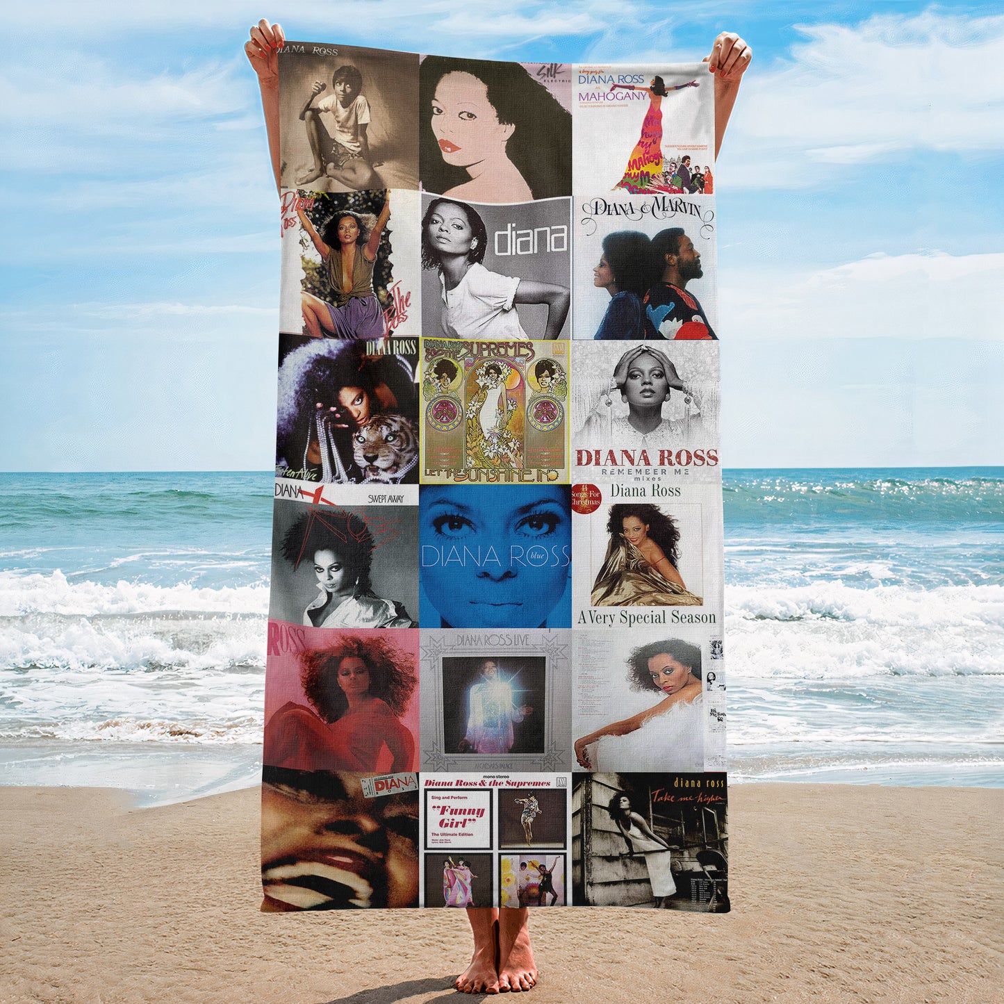 Diana Ross Beach Towel – Album Cover Collage Disco Pop Towel