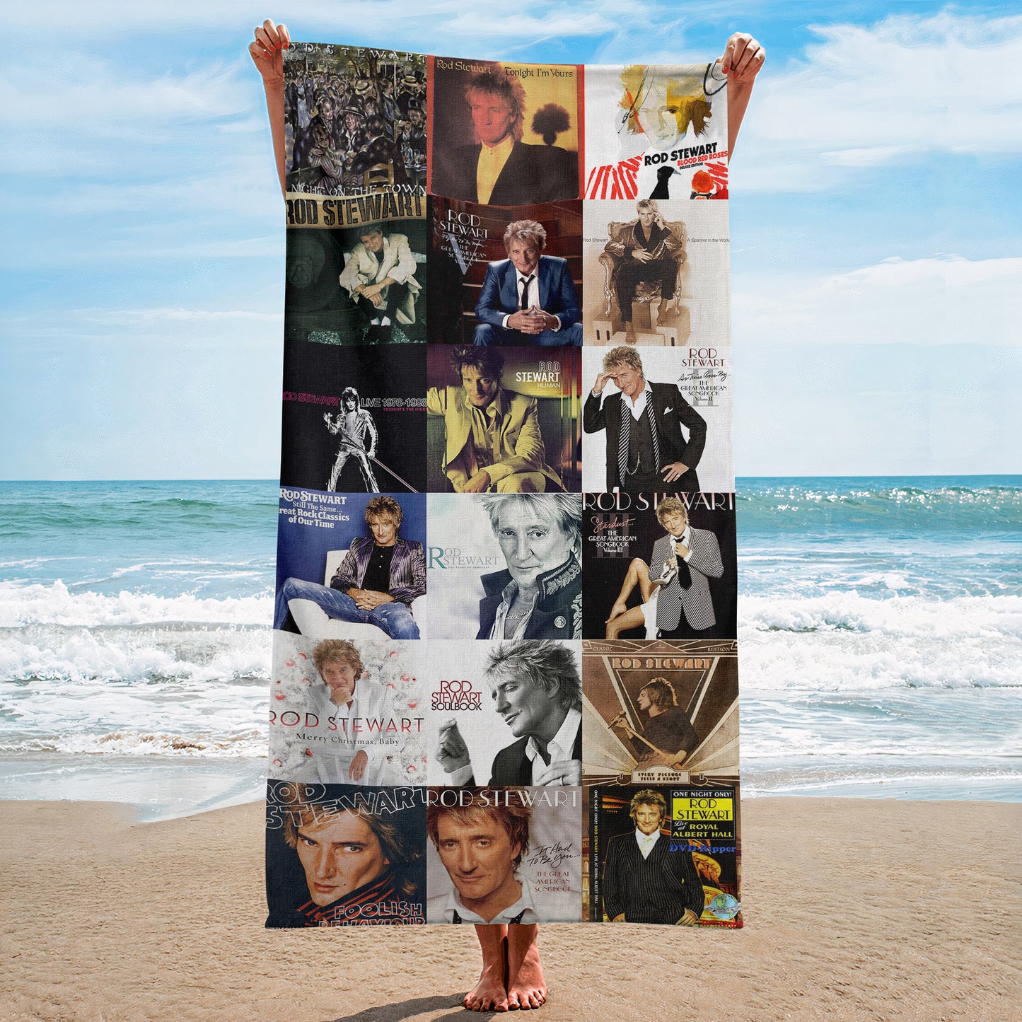 Rod Stewart Beach Towel – Album Cover Collage Classic Rock Towel