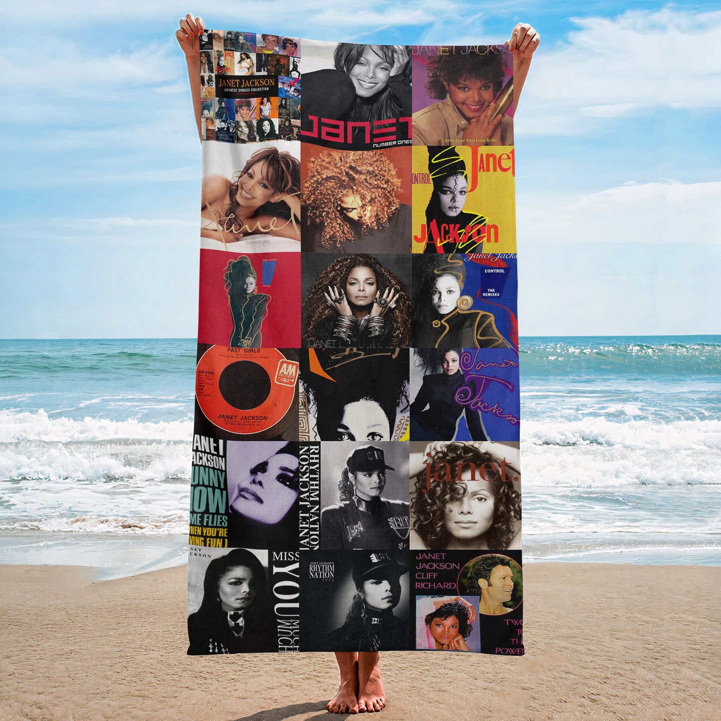 Janet Jackson Beach Towel – Album Cover Collage Pop and R&B Towel