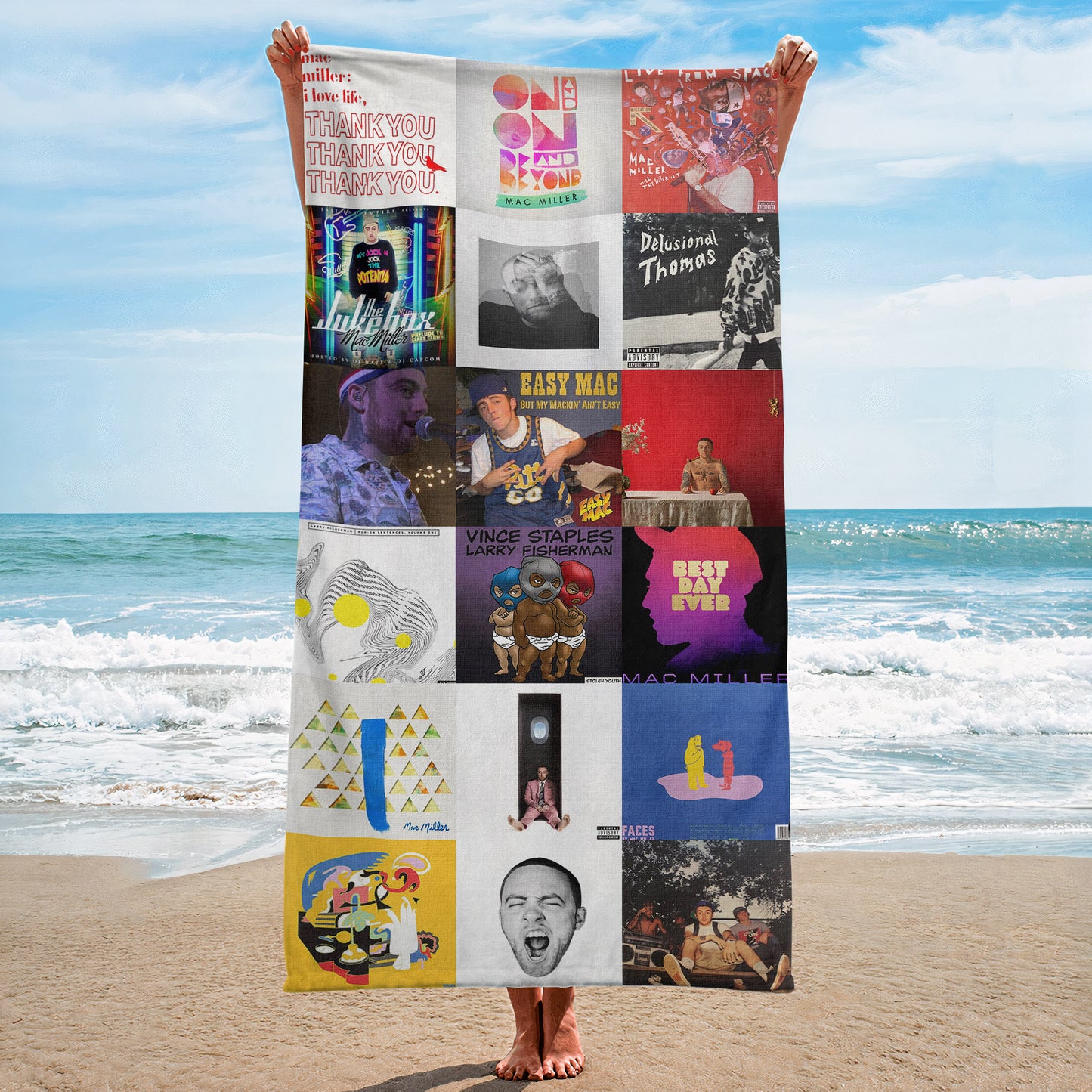 Mac Miller Beach Towel – Album Cover Collage R&B Hip-Hop Towel