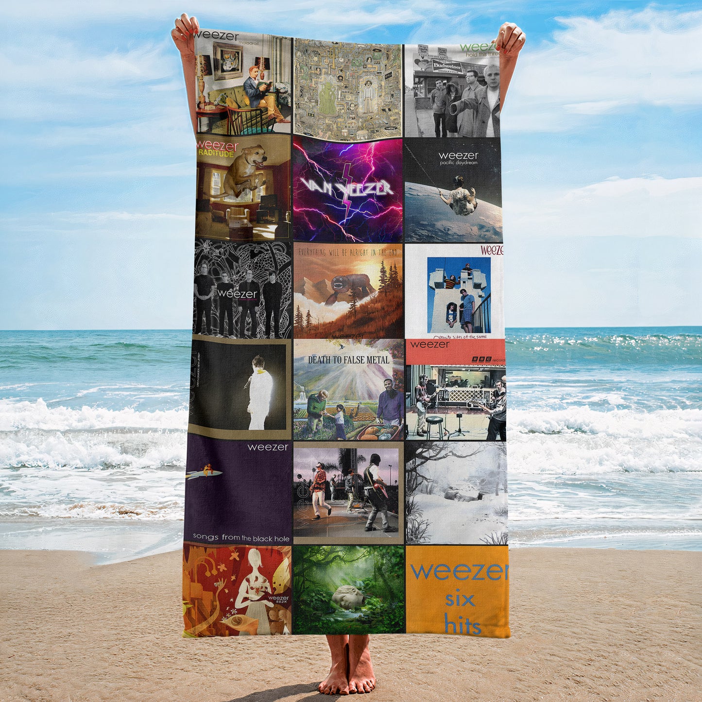 Weezer Beach Towel – Album Cover Collage Classic Rock Towel