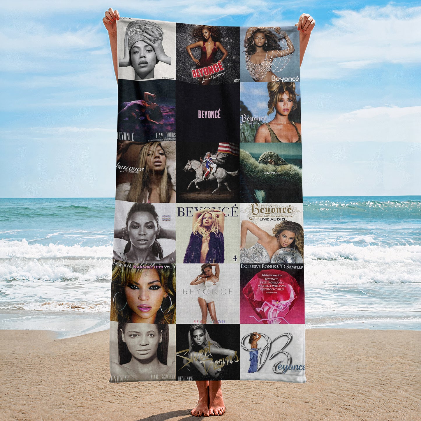 Beyoncé Beach Towel – Album Cover Collage Pop Star Towel