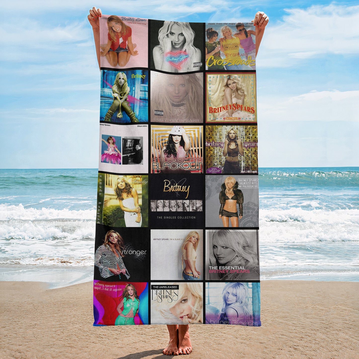 Britney Spears Beach Towel – Album Cover Collage Pop Star Towel
