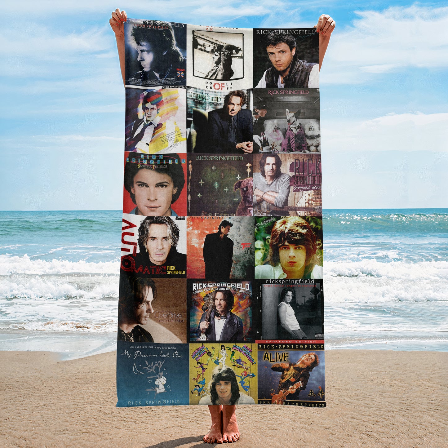 Rick Springfield Beach Towel – Album Cover Collage Classic Rock Towel