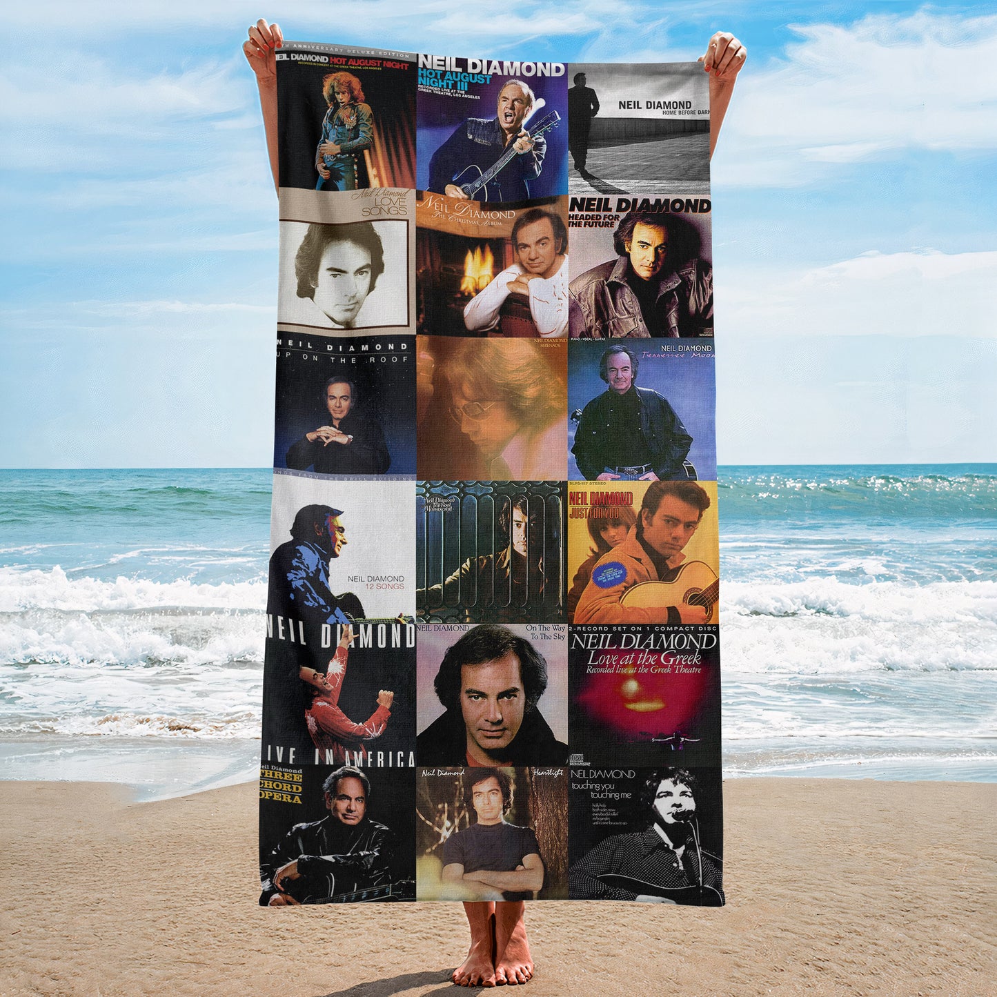 Neil Diamond Beach Towel – Album Cover Collage Pop Rock Towel