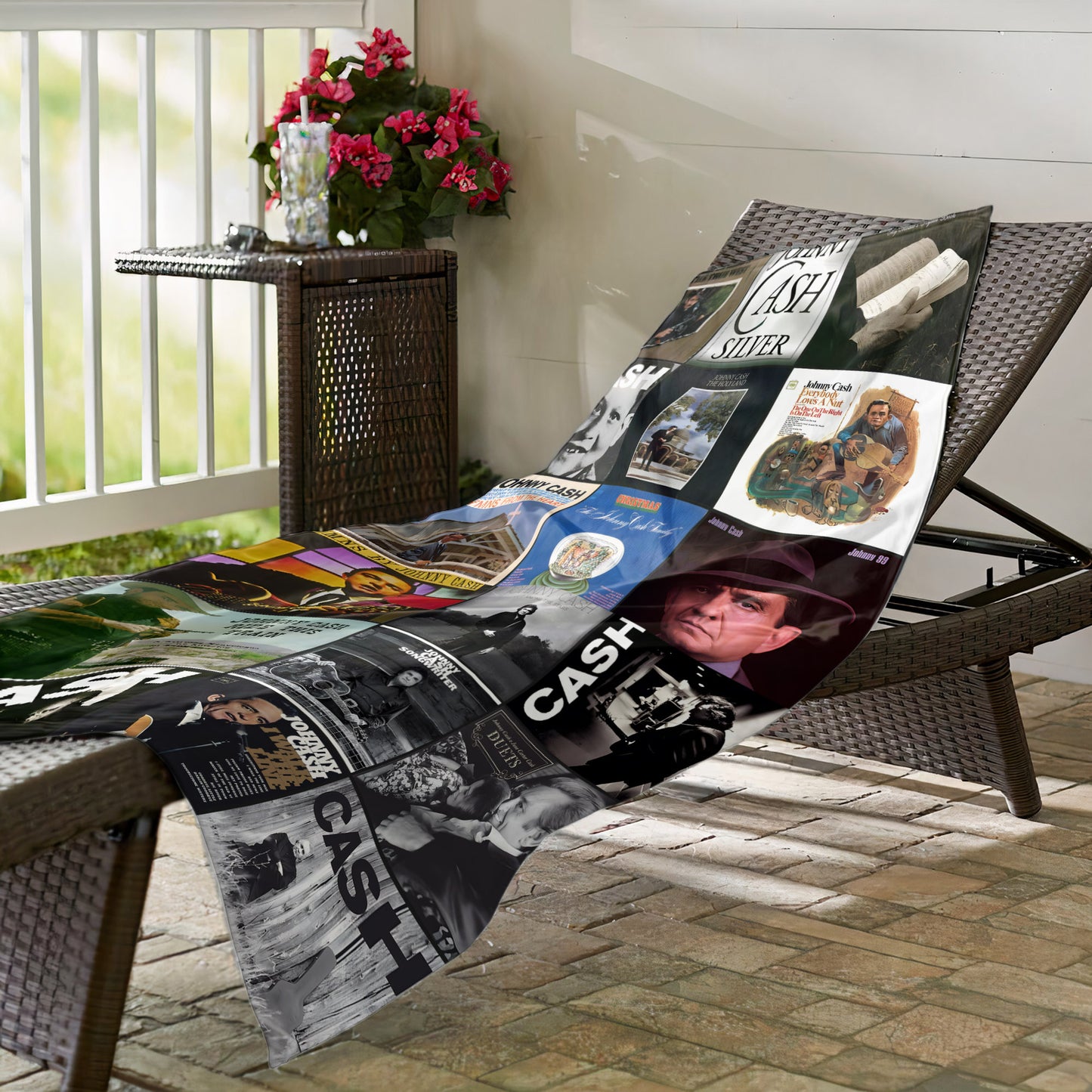 Johnny Cash Beach Towel – Album Cover Collage Country And Rock Towel