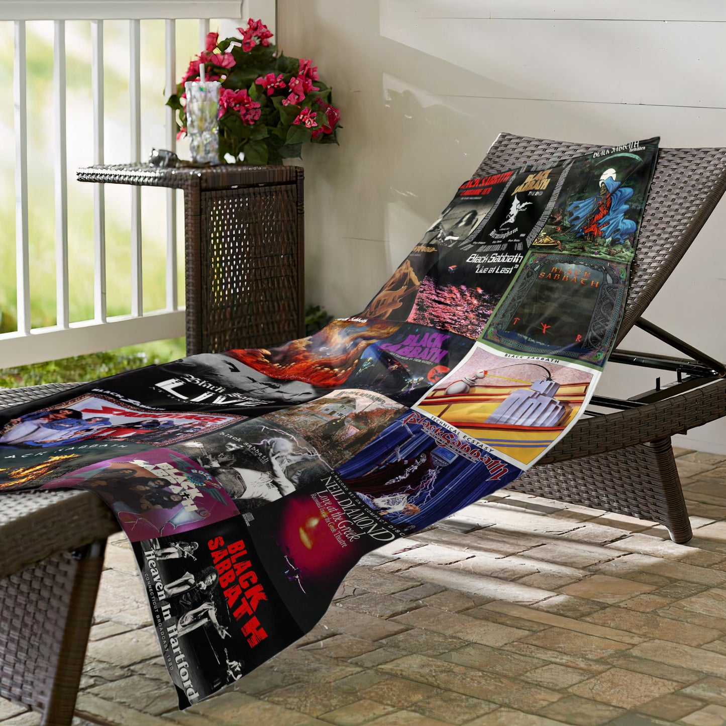 Black Sabbath Beach Towel – Album Cover Collage Classic Rock Towel