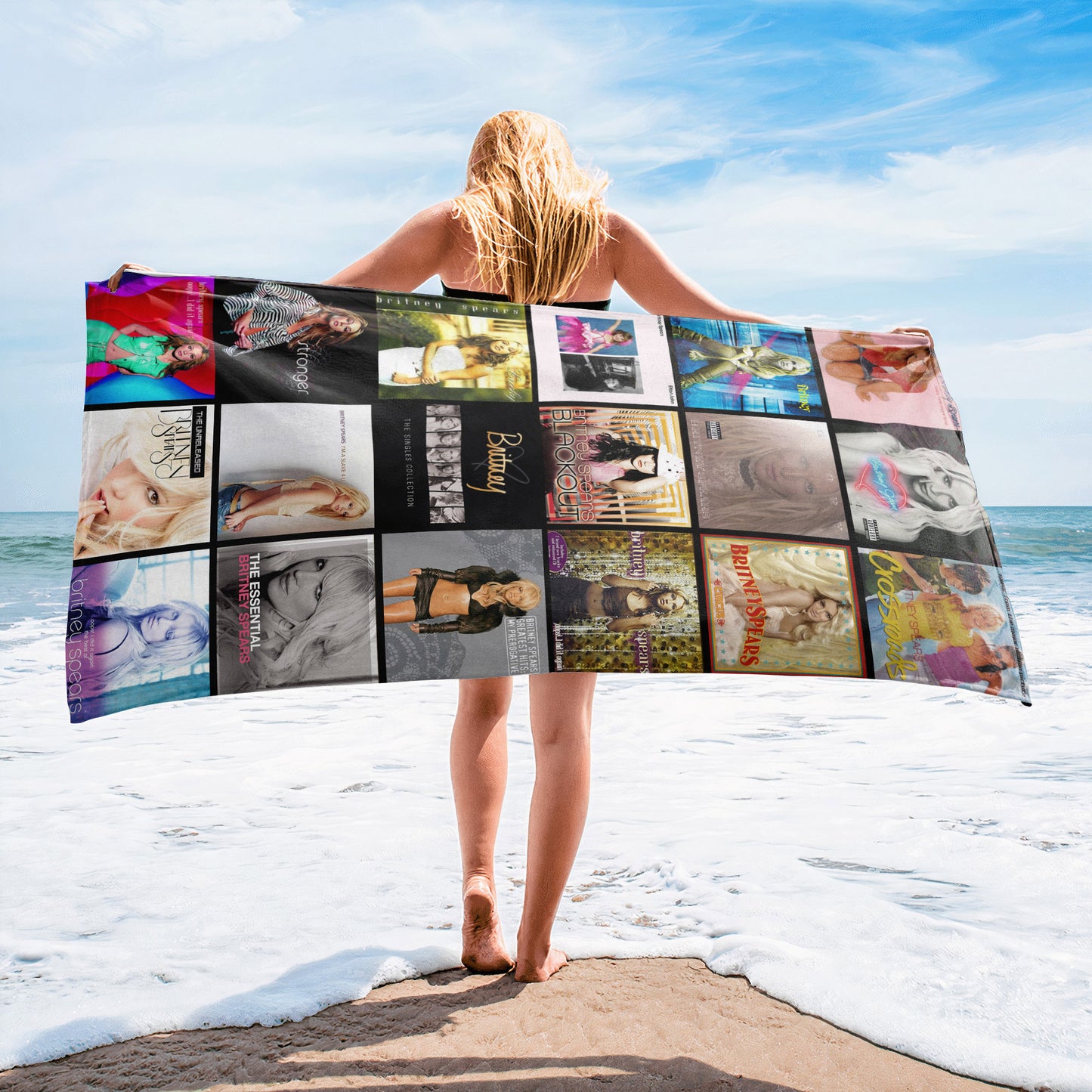 Britney Spears Beach Towel – Album Cover Collage Pop Star Towel