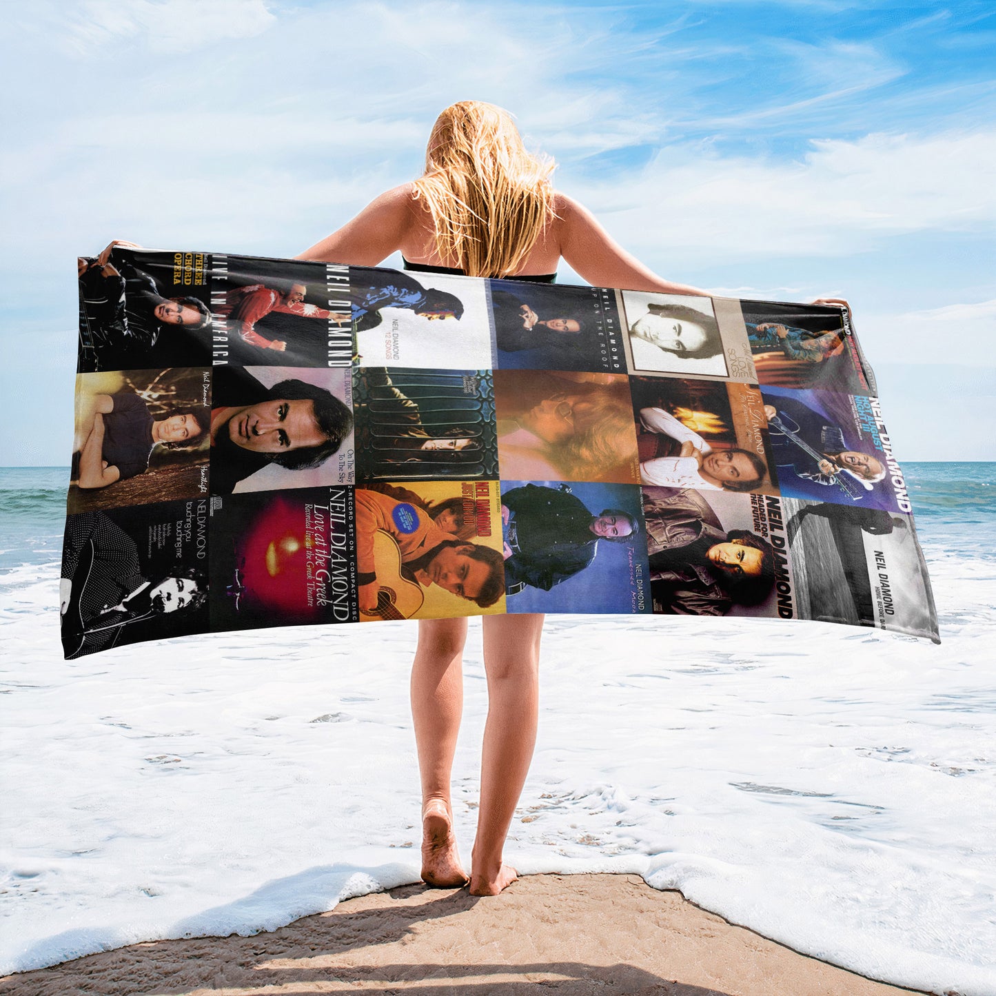 Neil Diamond Beach Towel – Album Cover Collage Pop Rock Towel