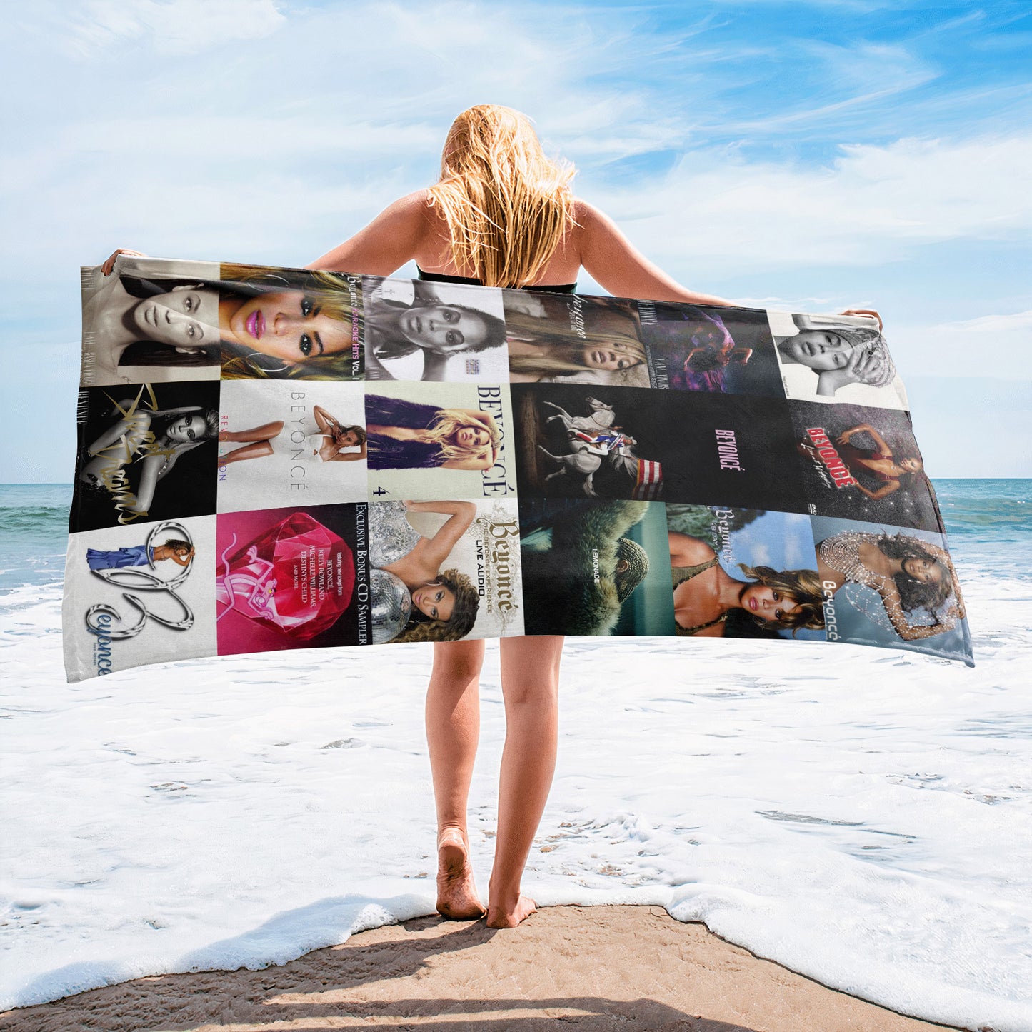 Beyoncé Beach Towel – Album Cover Collage Pop Star Towel