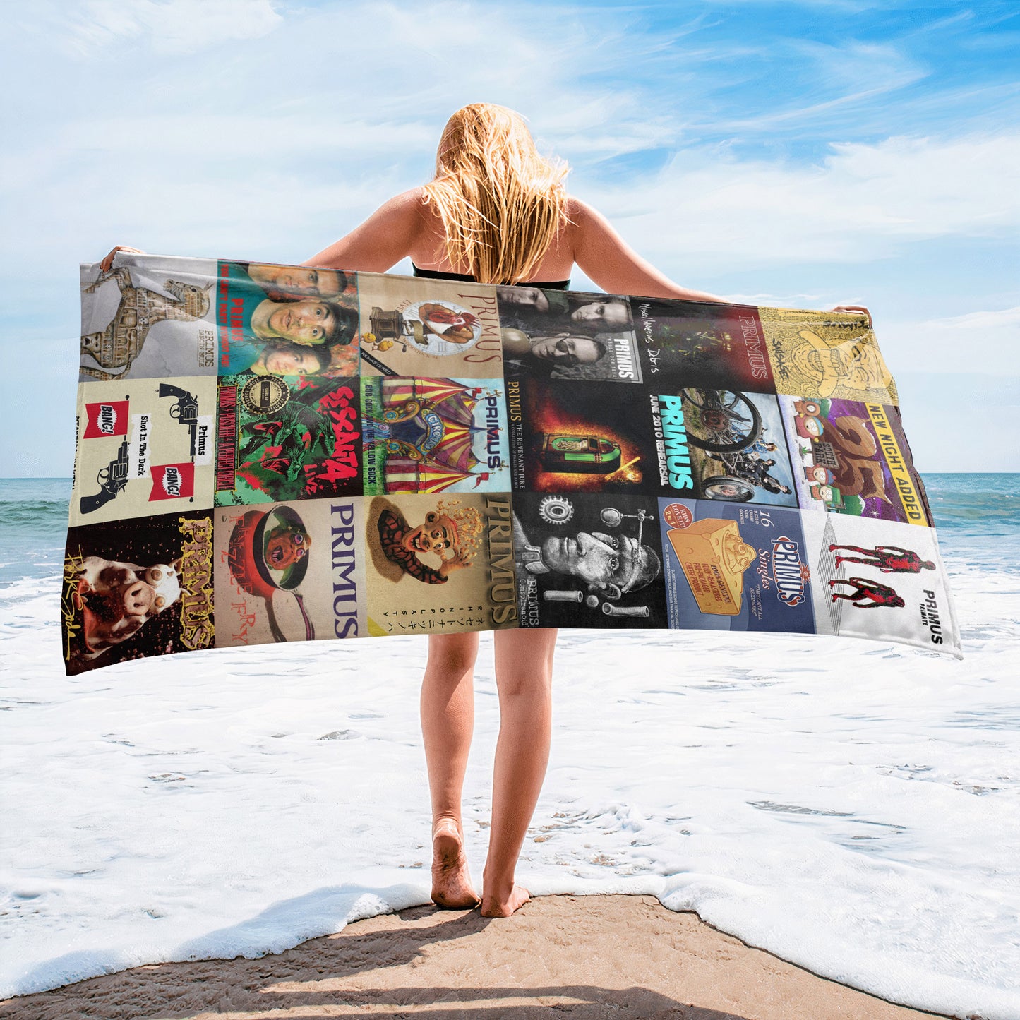 Primus Beach Towel – Album Cover Collage Classic RockTowel