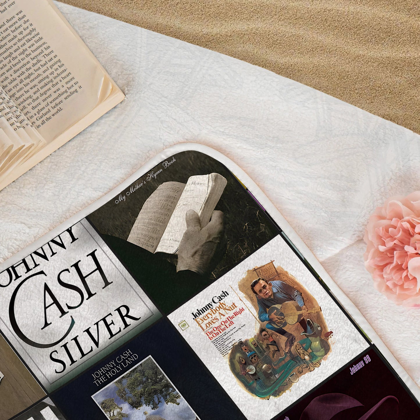 Johnny Cash Beach Towel – Album Cover Collage Country And Rock Towel