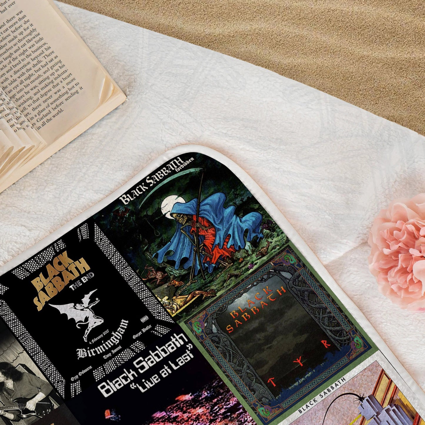 Black Sabbath Beach Towel – Album Cover Collage Classic Rock Towel