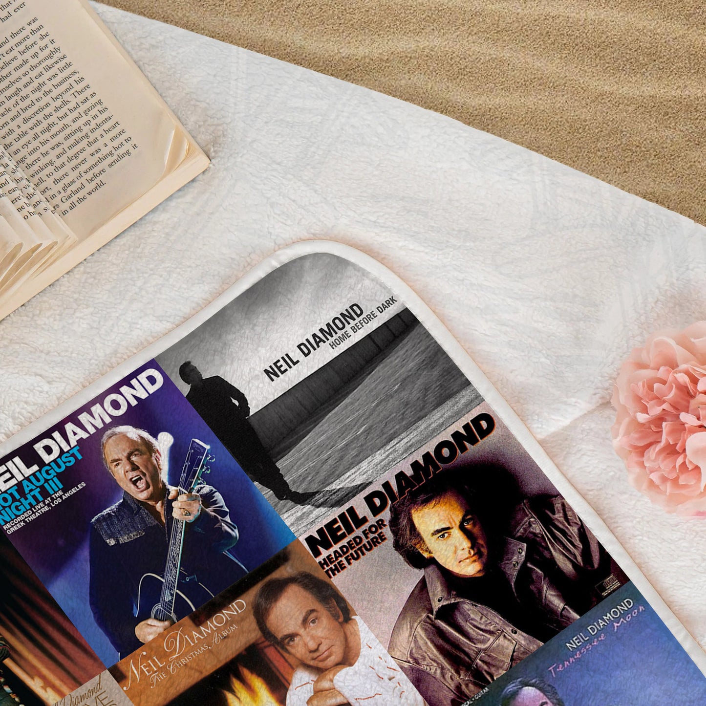 Neil Diamond Beach Towel – Album Cover Collage Pop Rock Towel