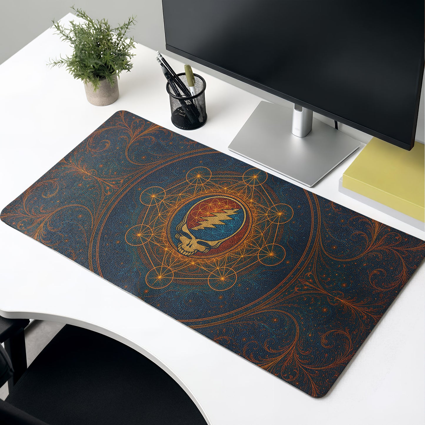 Grateful Dead Sacred Geometry Steal Your Face Desk Mat – Non-slip Office Gift Keyboard Pad Birthday Gift For Music Lovers