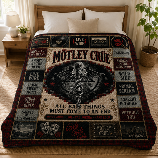 Motley Crue Hard Rock Quilt Blanket – All Bad Things Must Come To An End