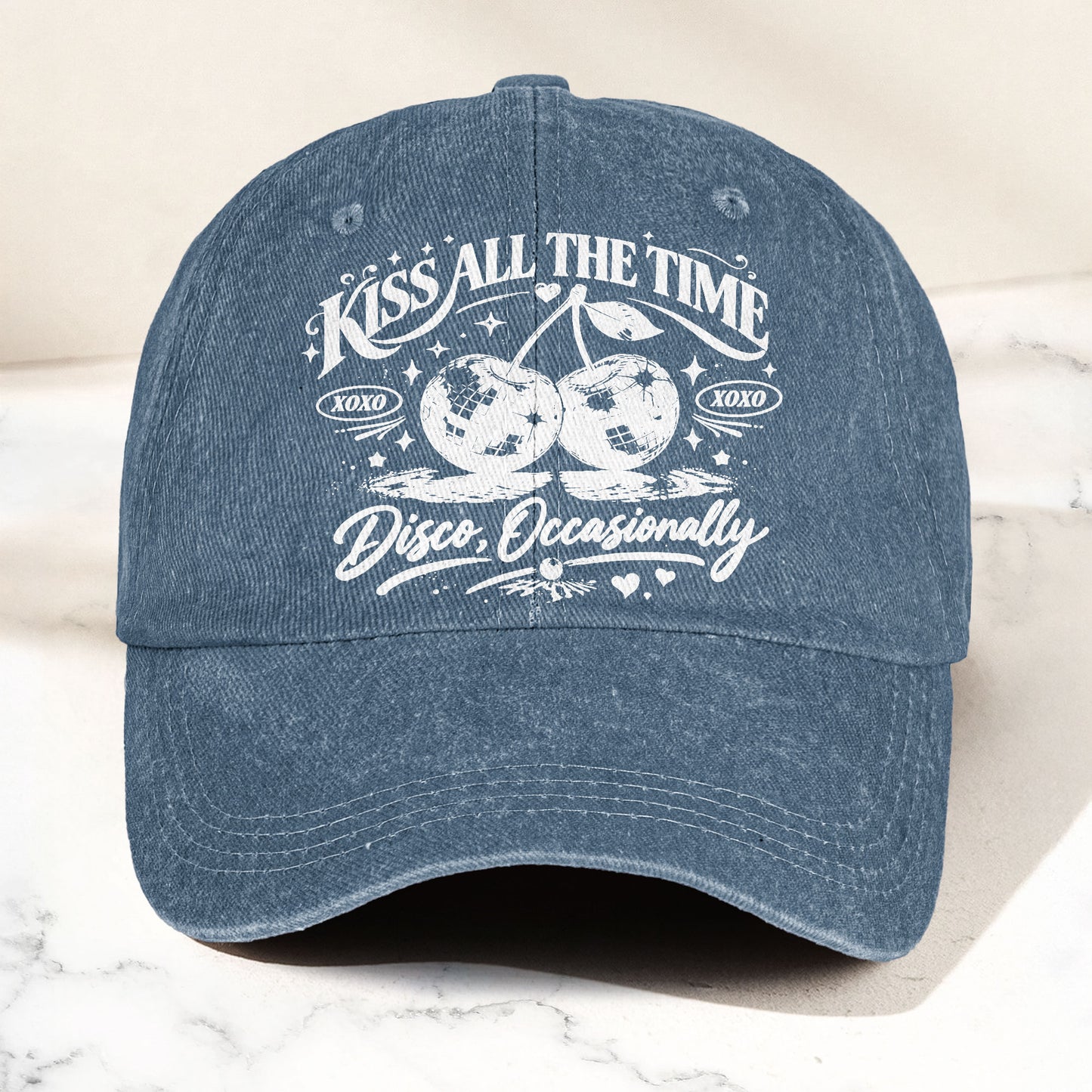 Harry Styles Kiss All The Time Disco Occasionally Denim Cap – Retro Vintage Dad Cap Gift For Dad (With Box)