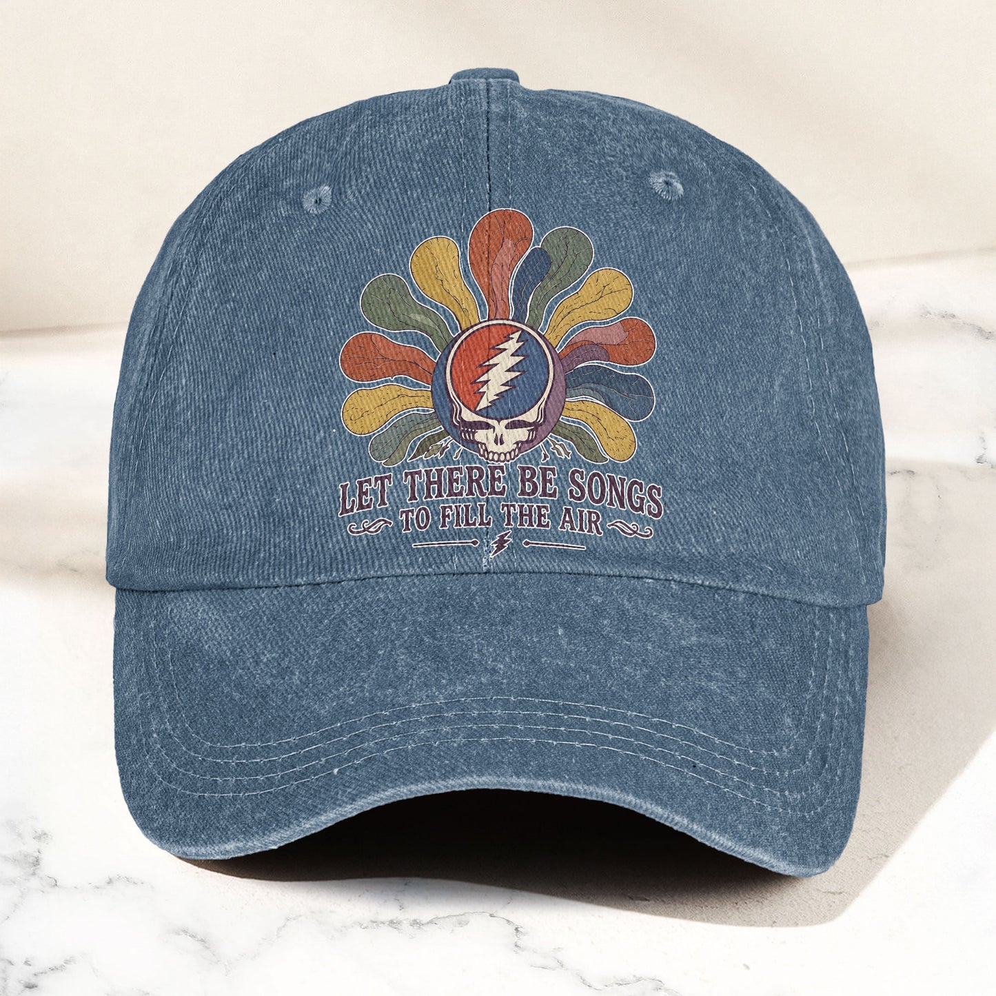 Grateful Dead Ripple Let There Be Songs To Fill The Air Steal Your Face Denim Cap – Retro Vintage Dad Cap Gift For Dad (With Box)