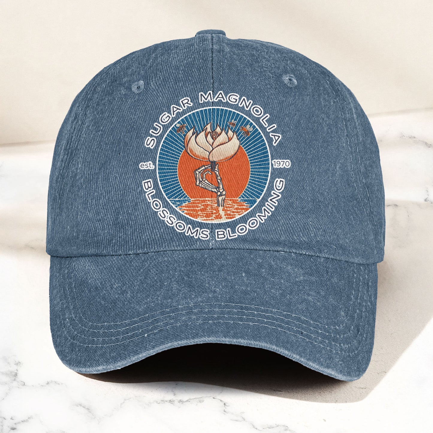 Grateful Dead Sugar Magnolia Blossoms Blooming Vintage Denim Cap – Retro Vintage Dad Cap Gift For Dad (With Box)
