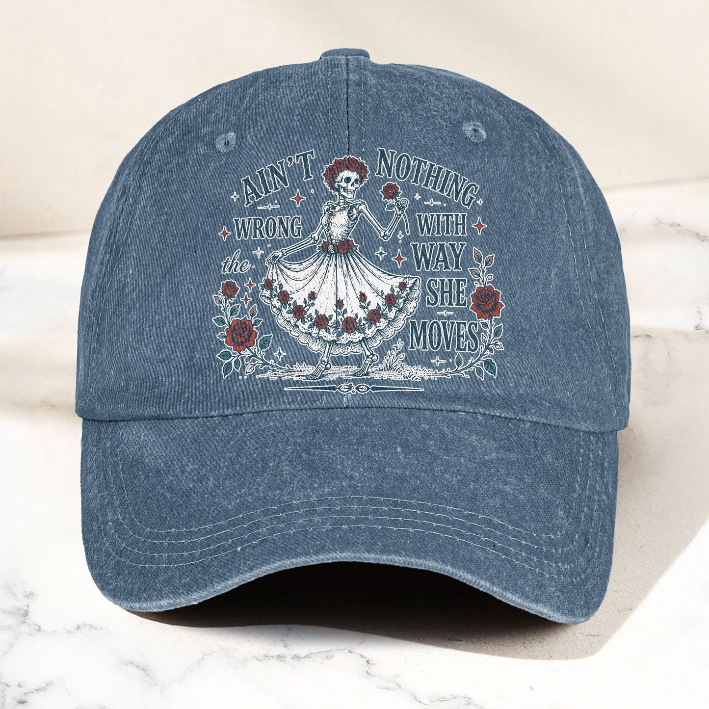 Grateful Dead Sugar Magnolia Way She Moves Vintage Denim Cap – Retro Vintage Dad Cap Gift For Dad (With Box)