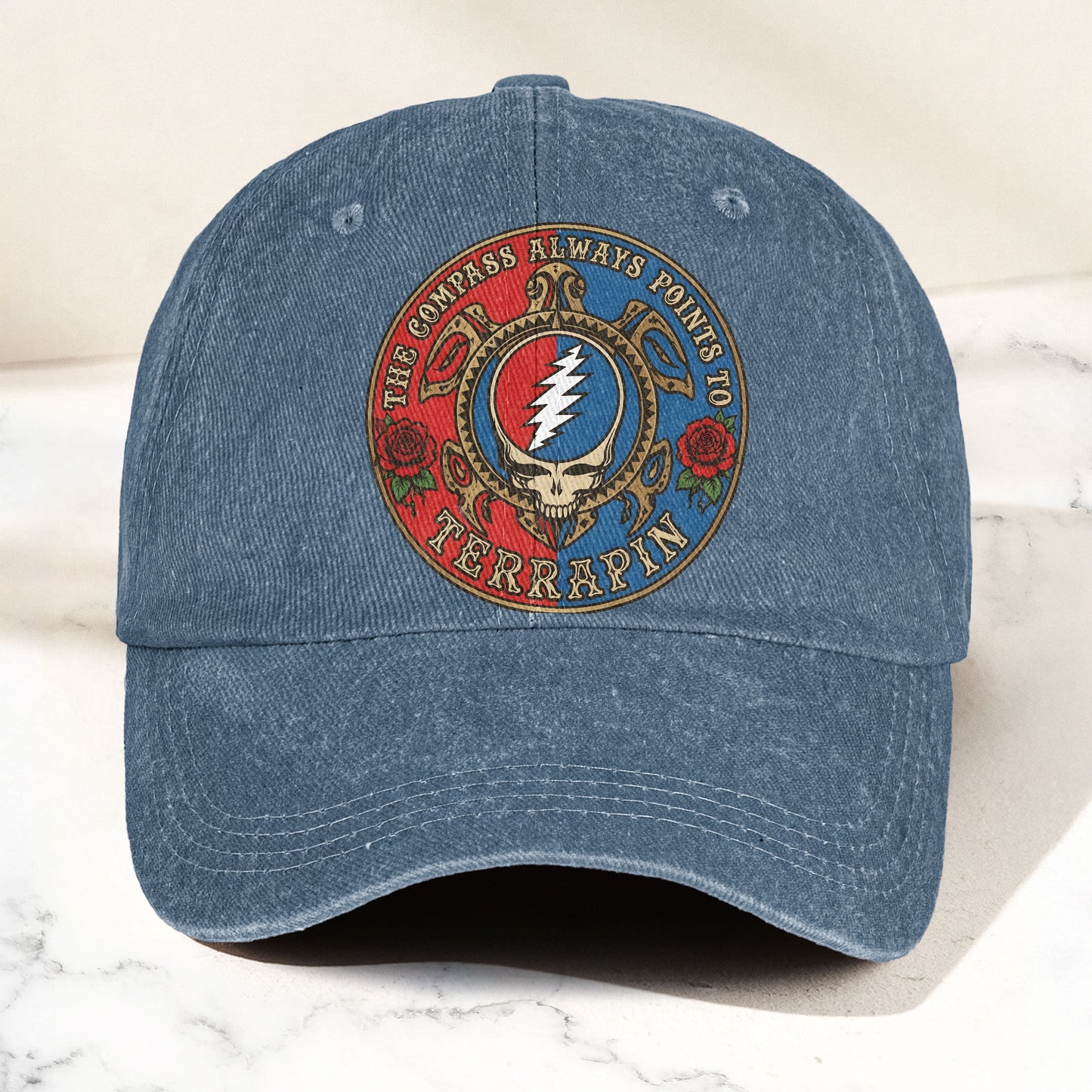 Grateful Dead Terrapin Station Compass Points Denim Cap – Retro Vintage Dad Cap Gift For Dad (With Box)