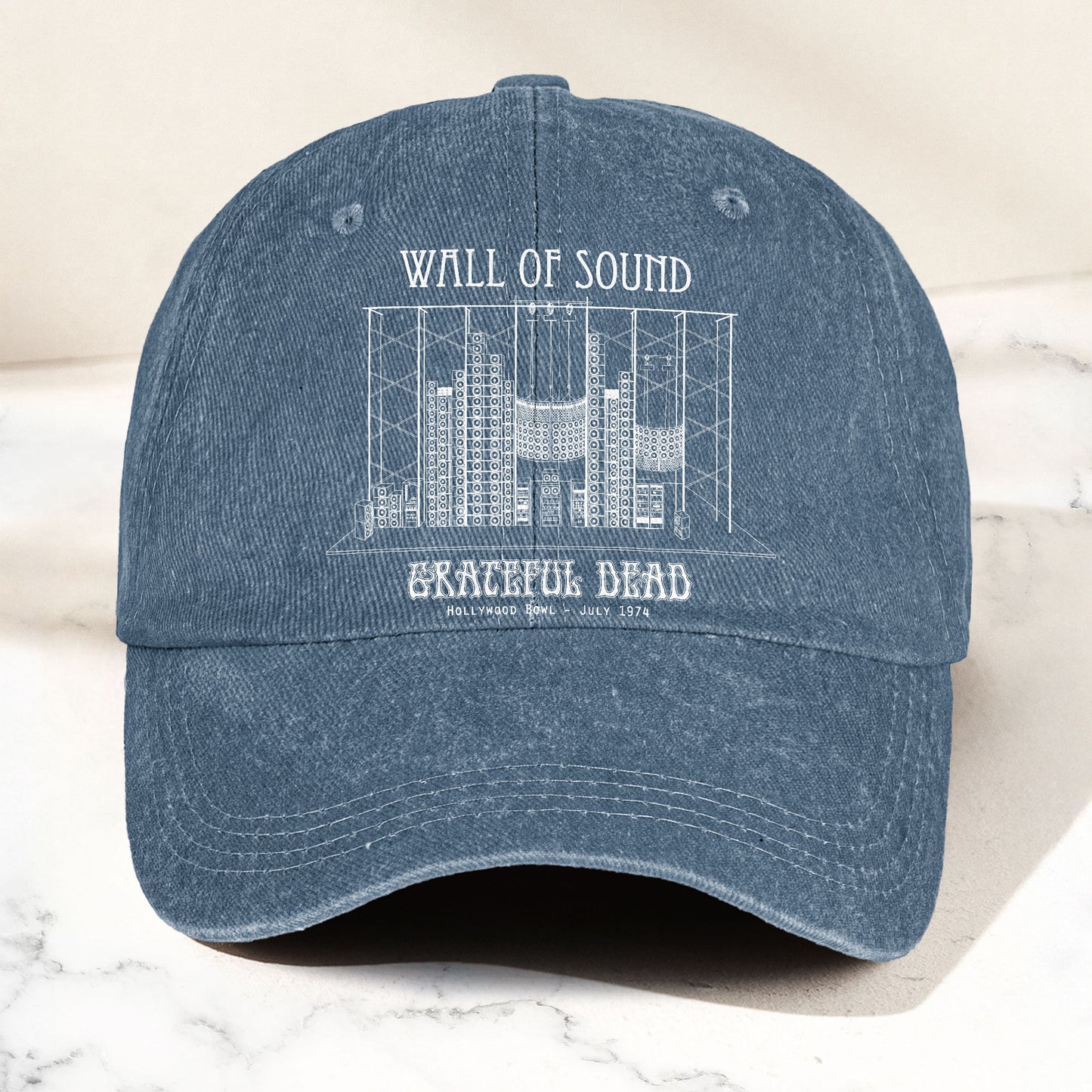 Grateful Dead Wall of Sound 1974 Hollywood Bowl Music Merch Denim Cap – Retro Vintage Dad Cap Gift For Dad (With Box)