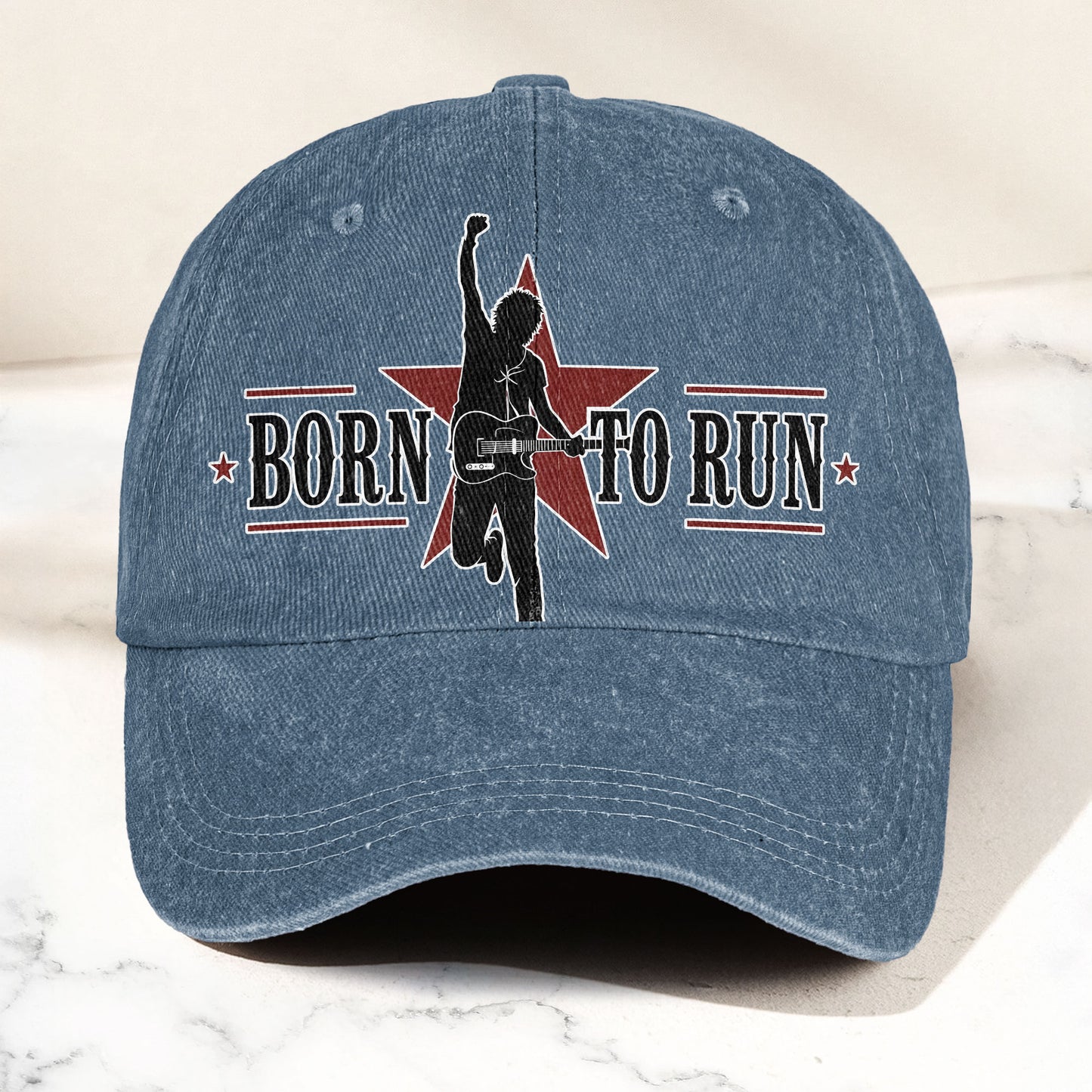 Bruce Springsteen Born To Run Music Merch Denim Cap – Retro Vintage Dad Cap Gift For Dad (With Box)