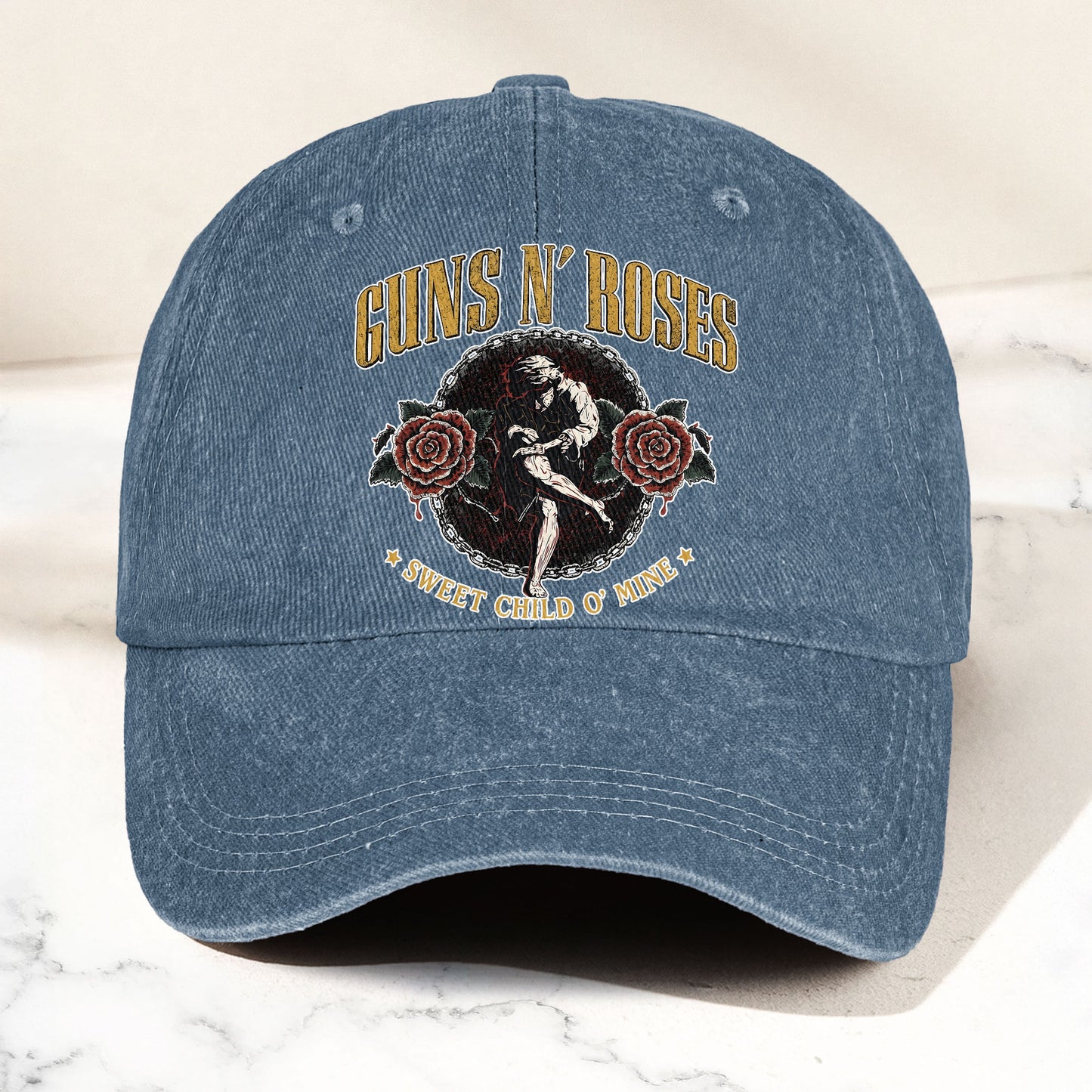 Guns N Roses Sweet Child O Mine Rock Music Merch Denim Cap – Retro Vintage Dad Cap Gift For Dad (With Box)