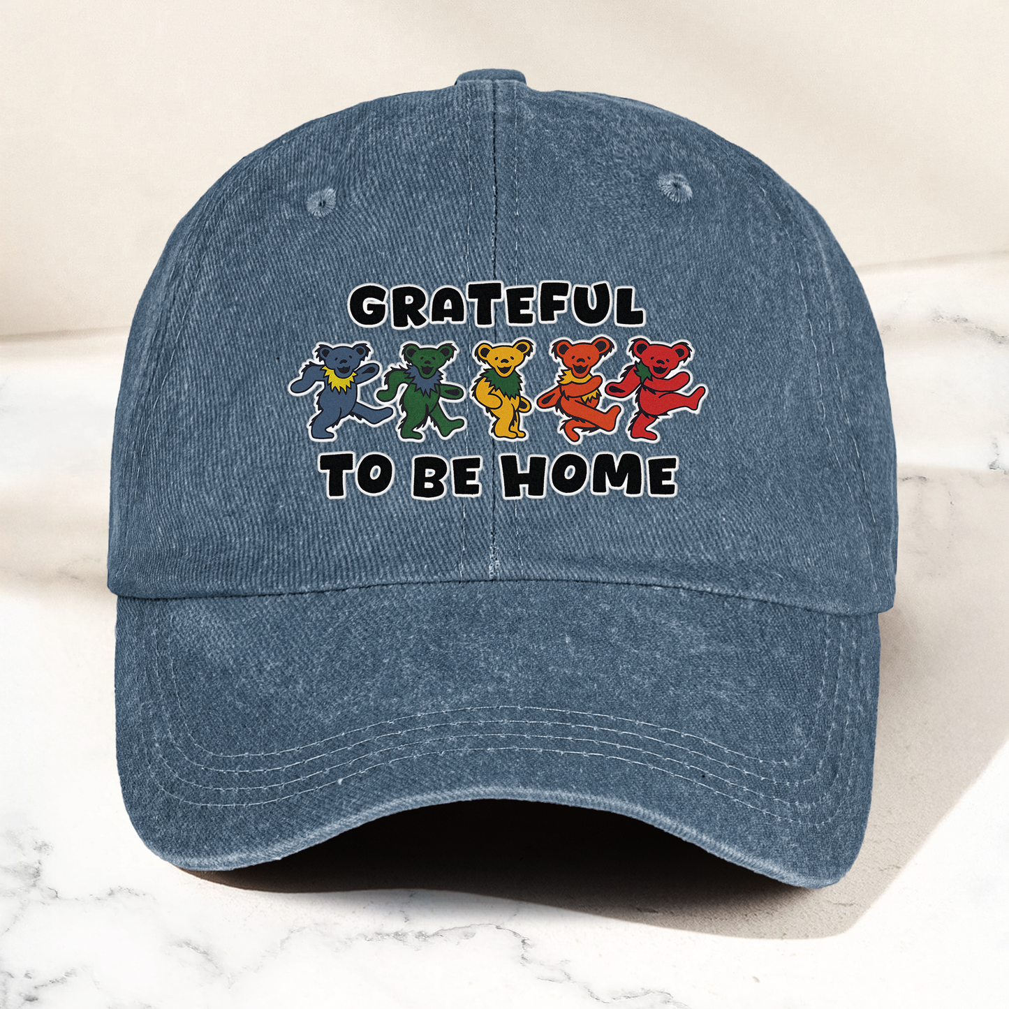 Grateful Dead Denim Cap – Dancing Bears “Grateful To Be Home” Dad Hat ( With Box)