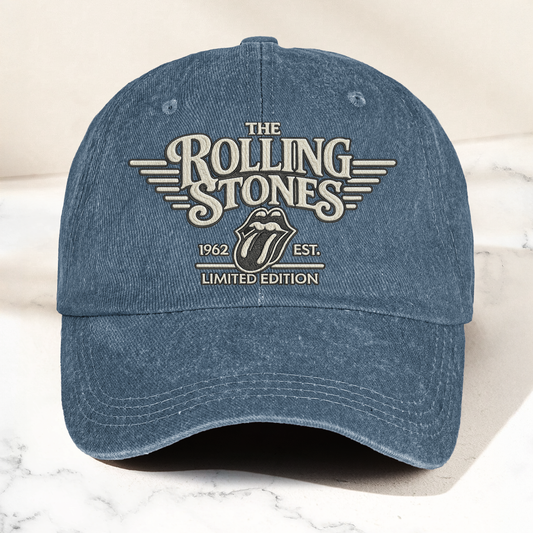 The Rolling Stones Tongue Logo Est 1962 Denim Cap – Retro Vintage Dad Cap Gift For Dad (With Box)
