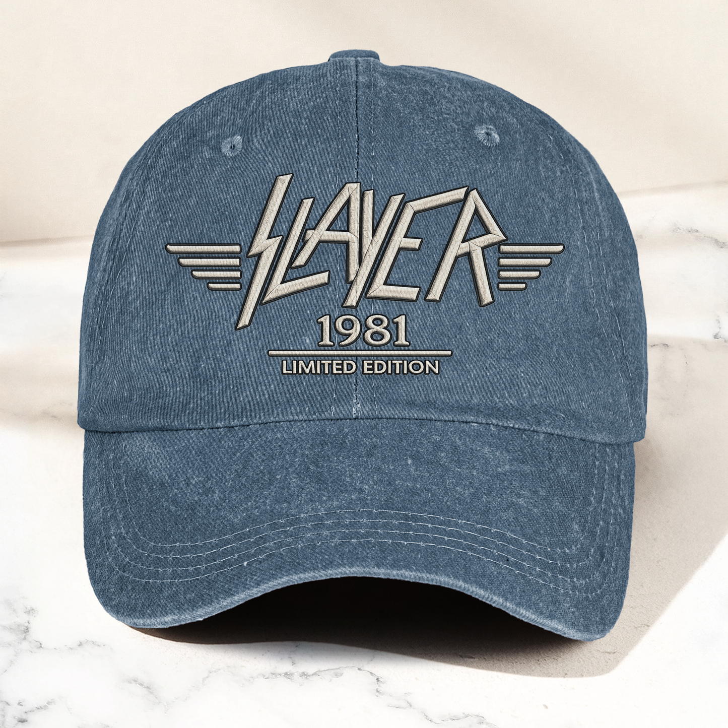 Slayer Band Logo Est 1981 Denim Cap – Retro Vintage Dad Cap Gift For Dad (With Box)