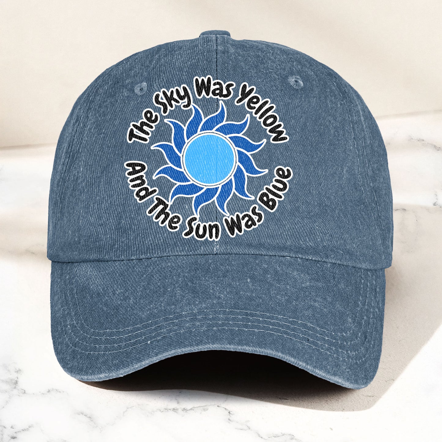 The Sky Was Yellow And The Sun Was Blue Denim Cap – Grateful Dead Tribute Merch Dad Hat (With Box)