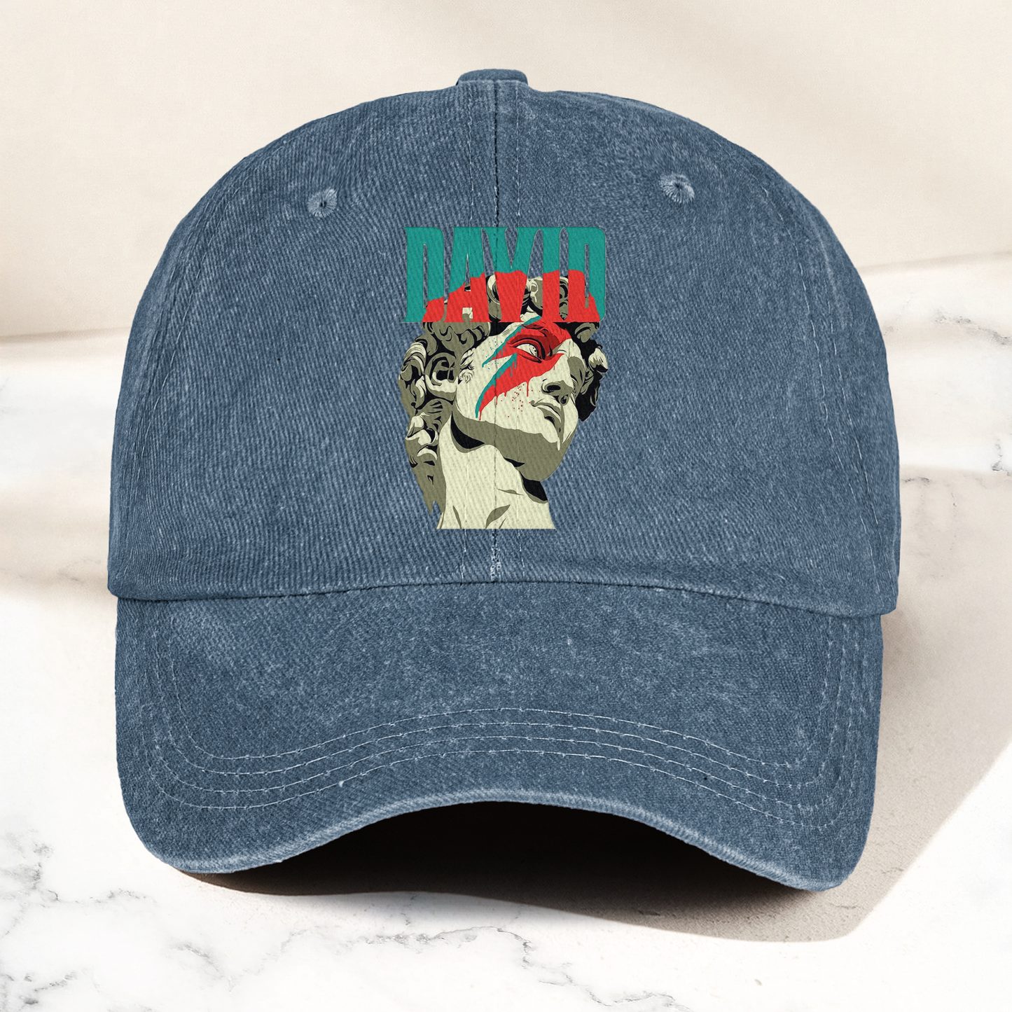 David Bowie Michelangelo David Statue Denim Cap – Retro Music Fan Cap Gift For Dad (With Box)
