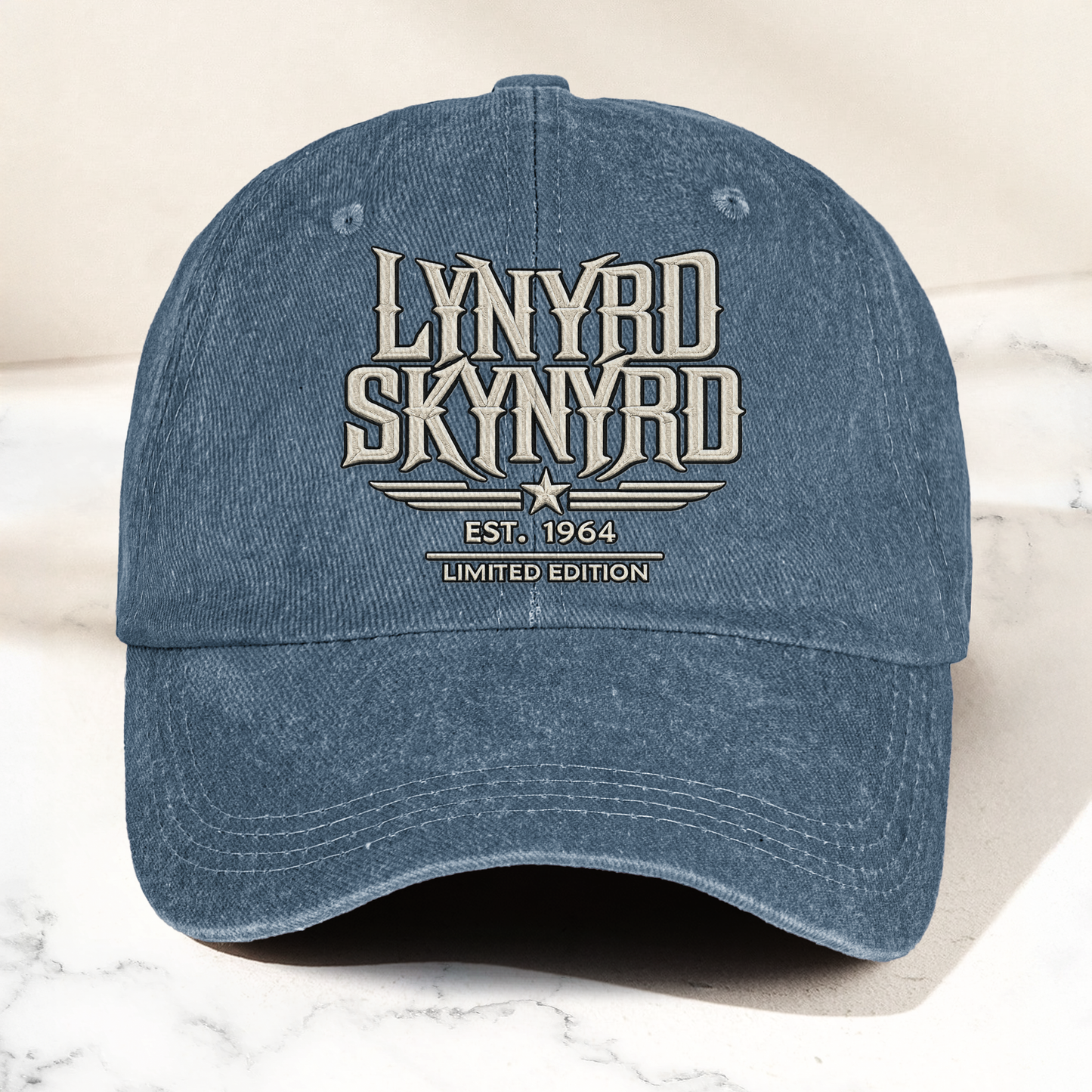 Lynyrd Skynyrd Band Logo Est 1964 Denim Cap – Retro Vintage Dad Cap Gift For Dad (With Box)