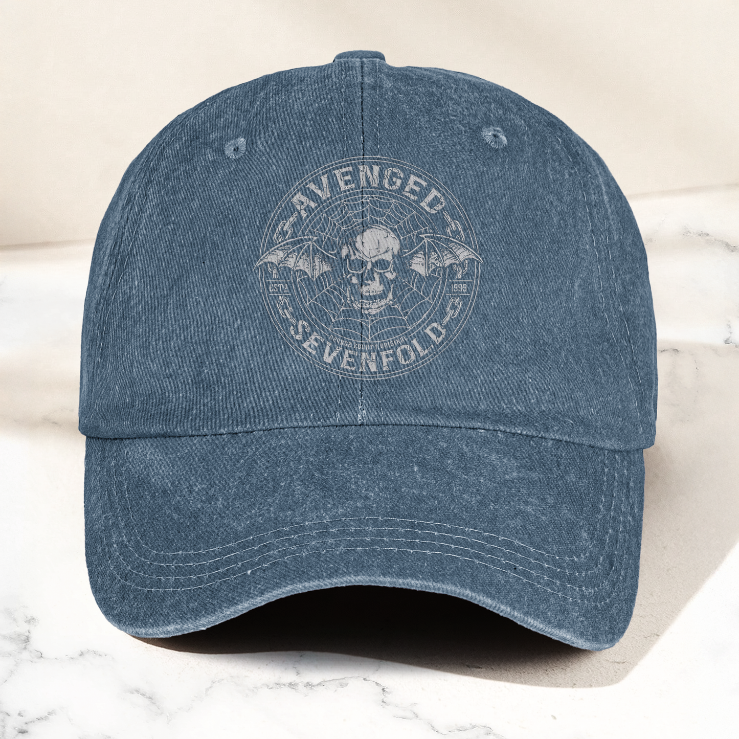 Avenged Sevenfold Deathbat Logo Denim Cap – Retro Vintage Dad Cap Gift For Dad (With Box)