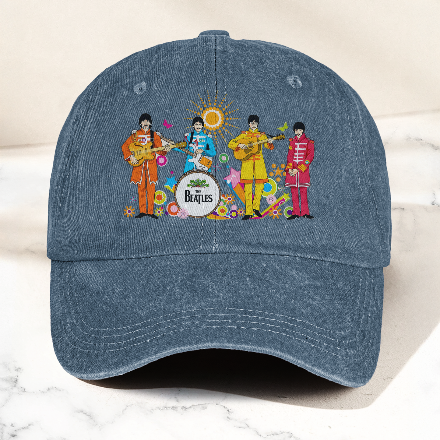 Pepper's Lonely Hearts Club Band Denim Cap – Retro The Beatles Tribute Merch Dad Hat (With Box)