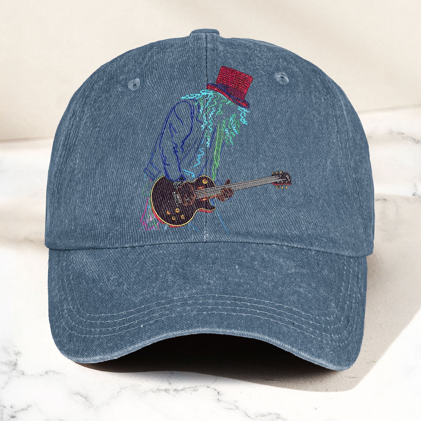 Guns N’ Roses Guitar Graphic Denim Cap – Retro Vintage Dad Cap Gift For Dad (With Box)