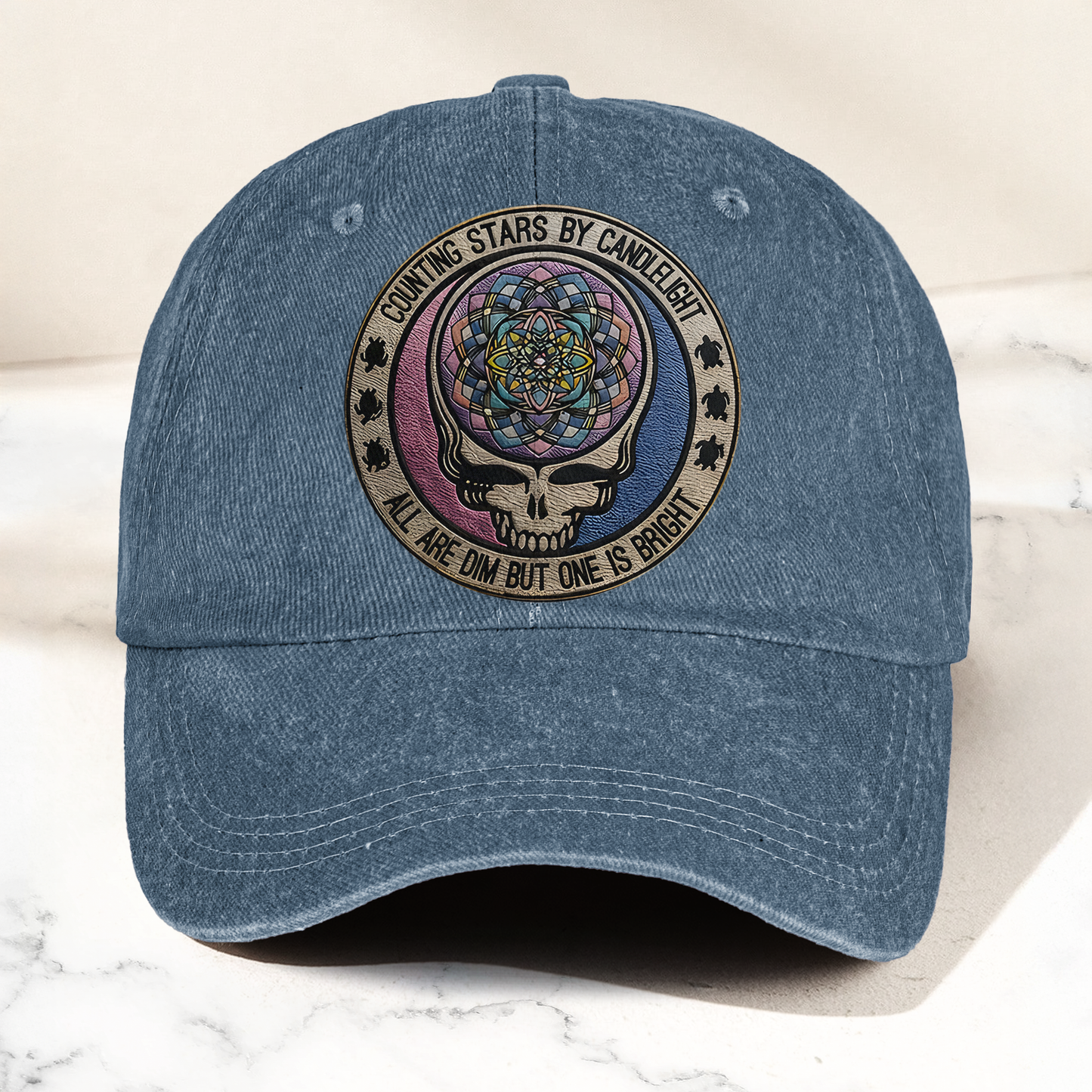 Grateful Dead Steal Your Face Terrapin Station Song Denim Cap – Retro Vintage Dad Cap Gift For Dad (With Box)